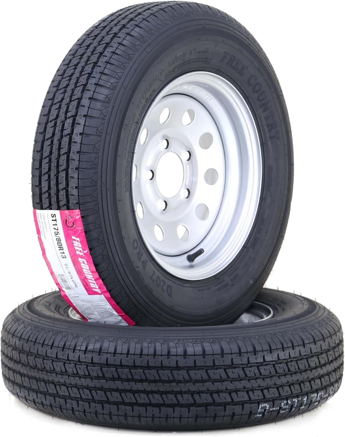 Free Country Trailer Tire and Wheel Assembly (ST175/80R13, 6-Ply, 5 Lug on 4.5 in, White Spoke, Set of 2) vviov