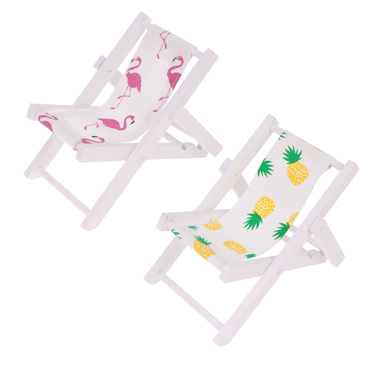 Masteelf Mini Wood Beach Chair Phone Holder Set for Kids Party Decor (White, 2 Pcs) ry6g2