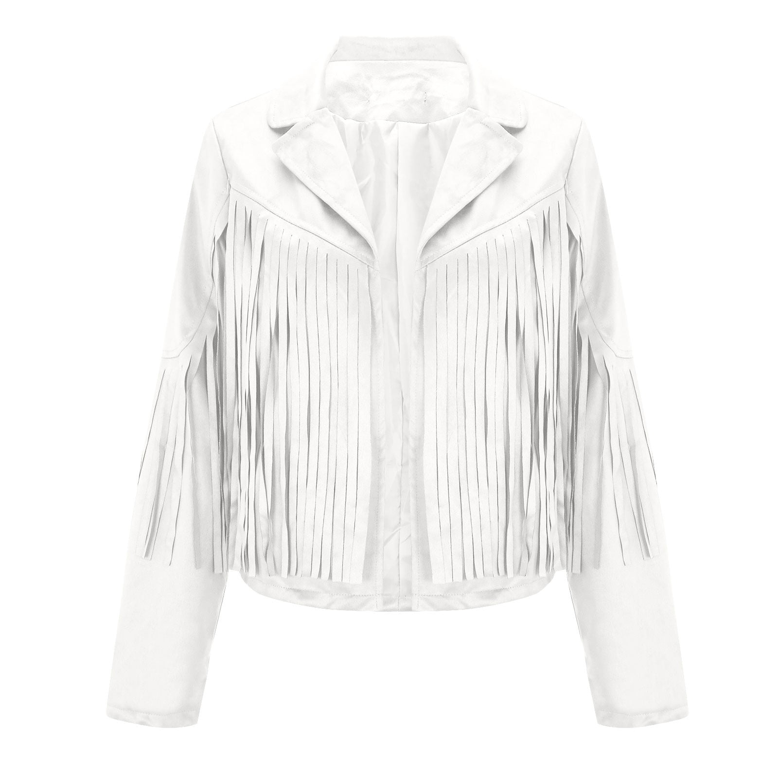 FAVIPT Women's Faux Suede Fringe Jacket Open-Front Western Hippie Cardigan (Black, S) hrbyn