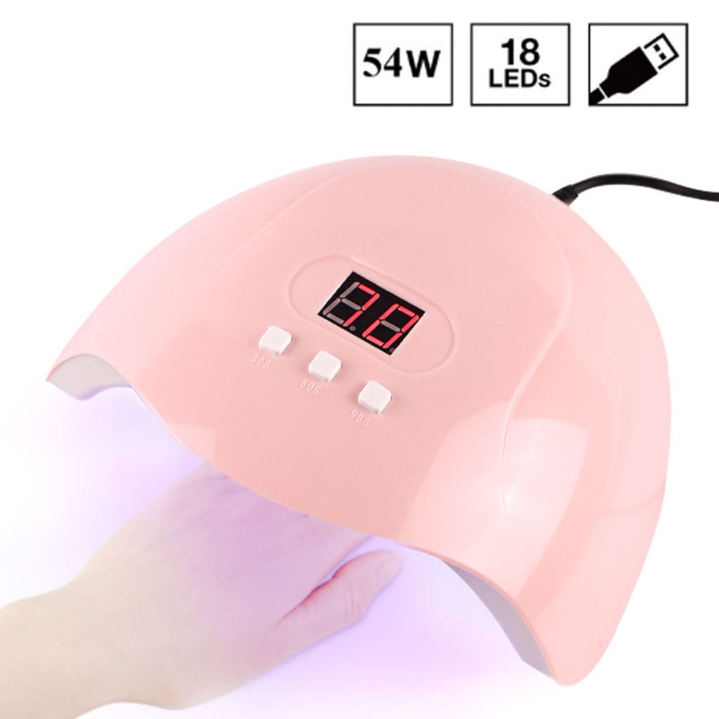 JUPAOPON 54W UV LED Nail Dryer Lamp for Gel Polish with Auto Sensor (Pink, 7.1 in x 6.3 in x 2.0 in) d8vth