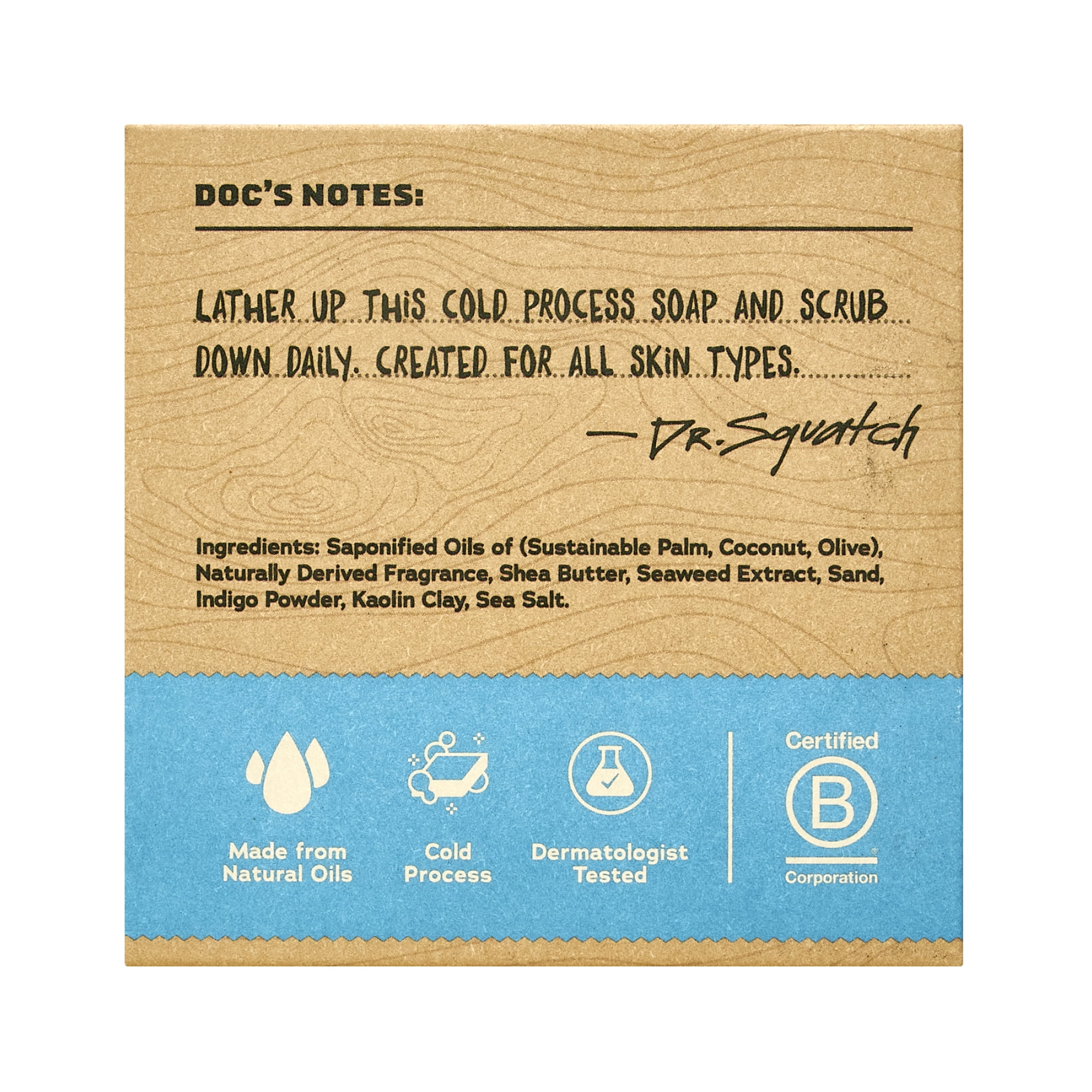 Dr. Squatch Men's Natural Bar Soap, Coastal Mist Scent, Cold Processed (5 oz) 1yn72