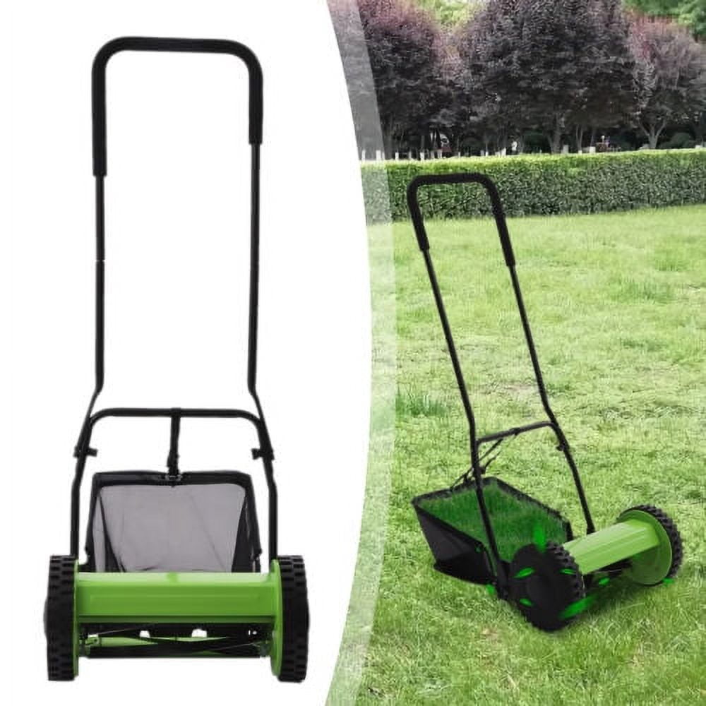 Generic Manual Reel Lawn Mower 5-Blade Push Walk Behind (Green, 12 in Cutting Width) bkmju