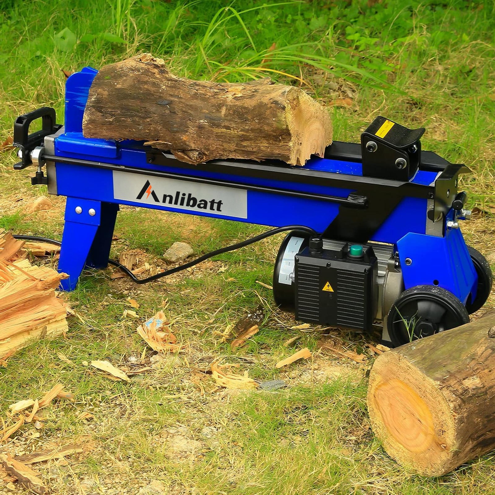 ANLIBATT Electric Log Splitter, 6.5 Ton 15-Amp Motor, Horizontal Wood Cutter for Firewood (Blue, 19 in) 82wgv