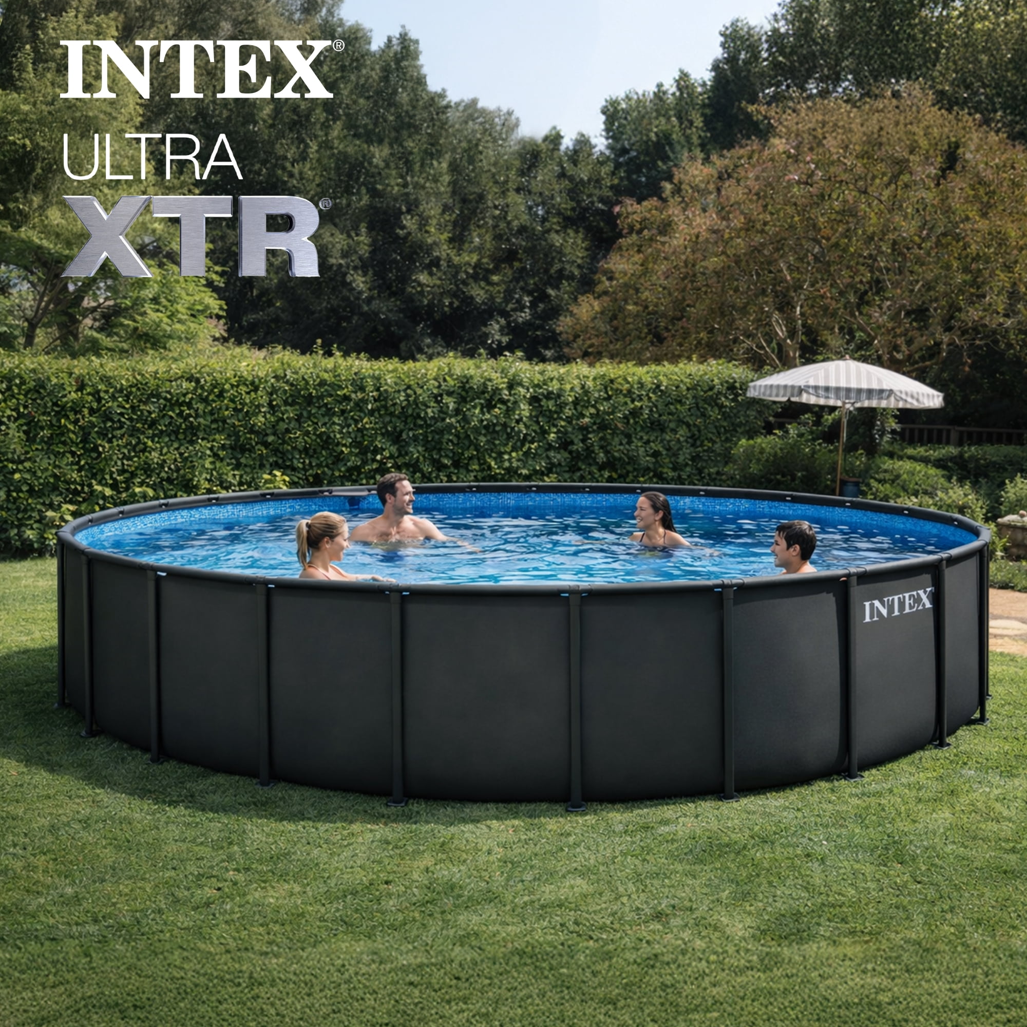 Intex Ultra XTR Round Frame Above Ground Swimming Pool Set with Pump (Gray, 26 ft x 52 in) hsdf7