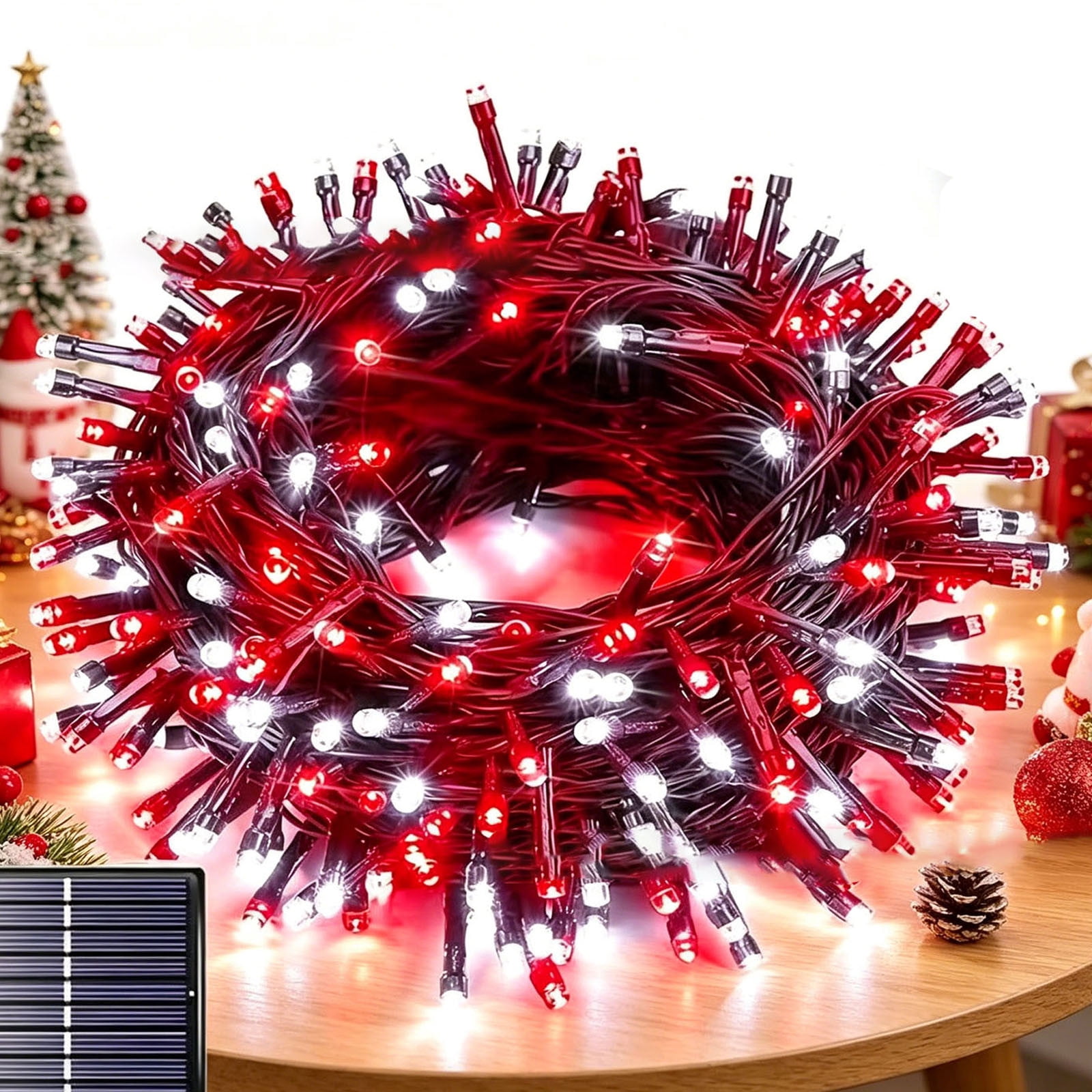 LNOGEUPG Solar LED String Lights Outdoor Waterproof Decorative Lighting (Red, 21.3 ft) 3wmu7