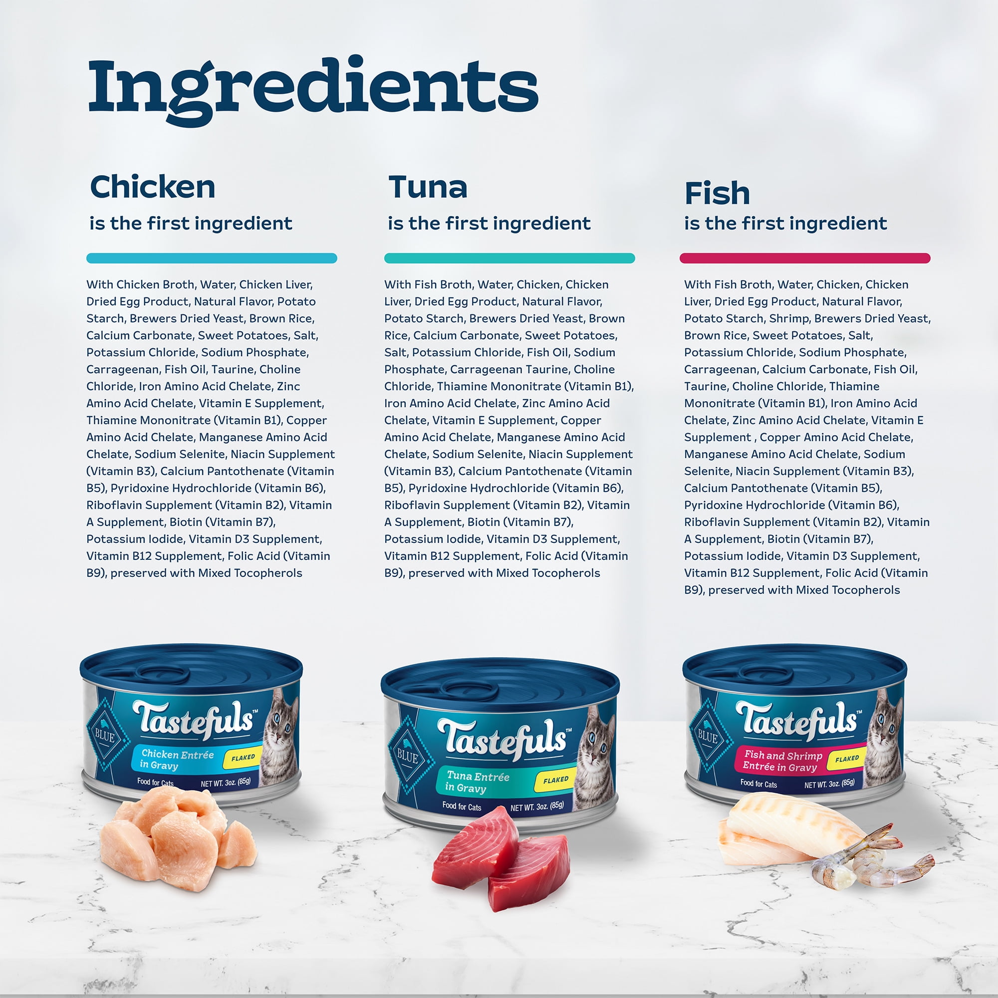 Blue Buffalo Tastefuls Flaked Wet Cat Food Variety Pack (Chicken, Tuna, Fish & Shrimp, 36 oz Total) 8d1le