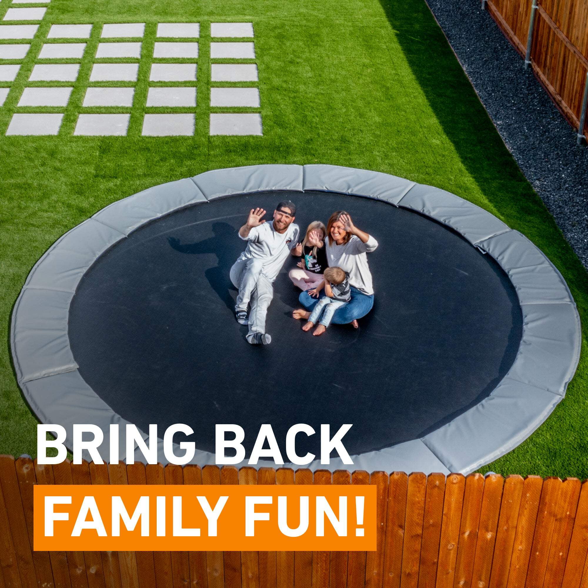 Avyna Pro-Line In-Ground Trampoline, Heavy-Duty Round Jumping System with Safety Pad (Grey, 14 ft) x8jqk