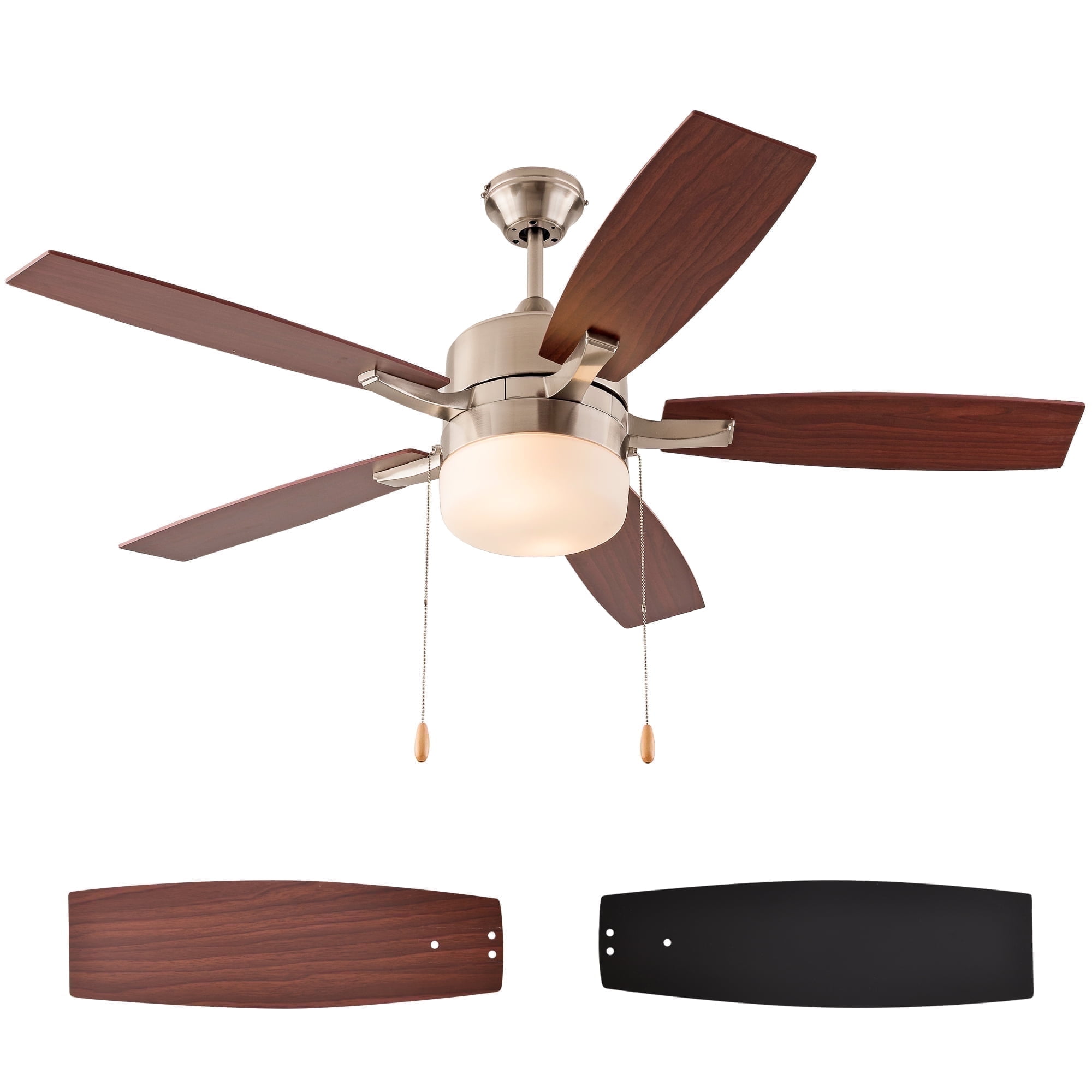 Simpol 52 in Modern Brushed Nickel LED Indoor Reversible Ceiling Fan (Brushed Nickel, 52 in) 9wwnl