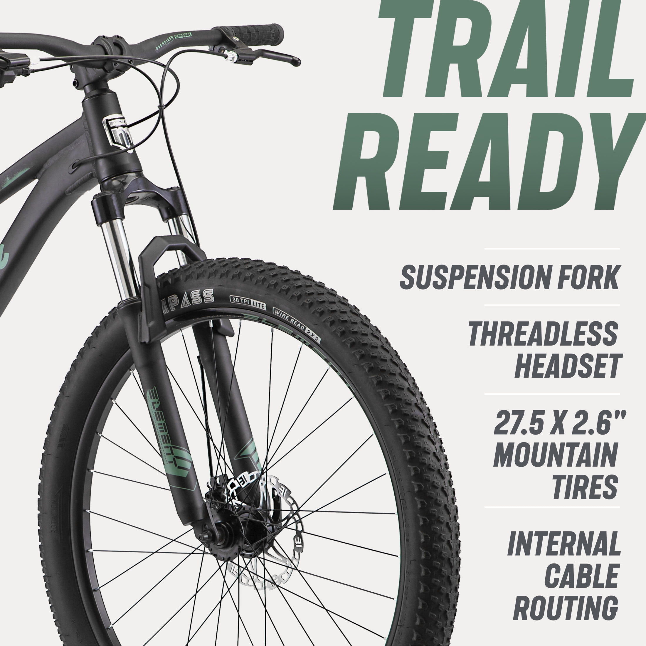 Mongoose Impasse Mountain Bike, Durable Aluminum Frame, All-Terrain Trail Performance (Matte Black, 27.5 in) qyg7j