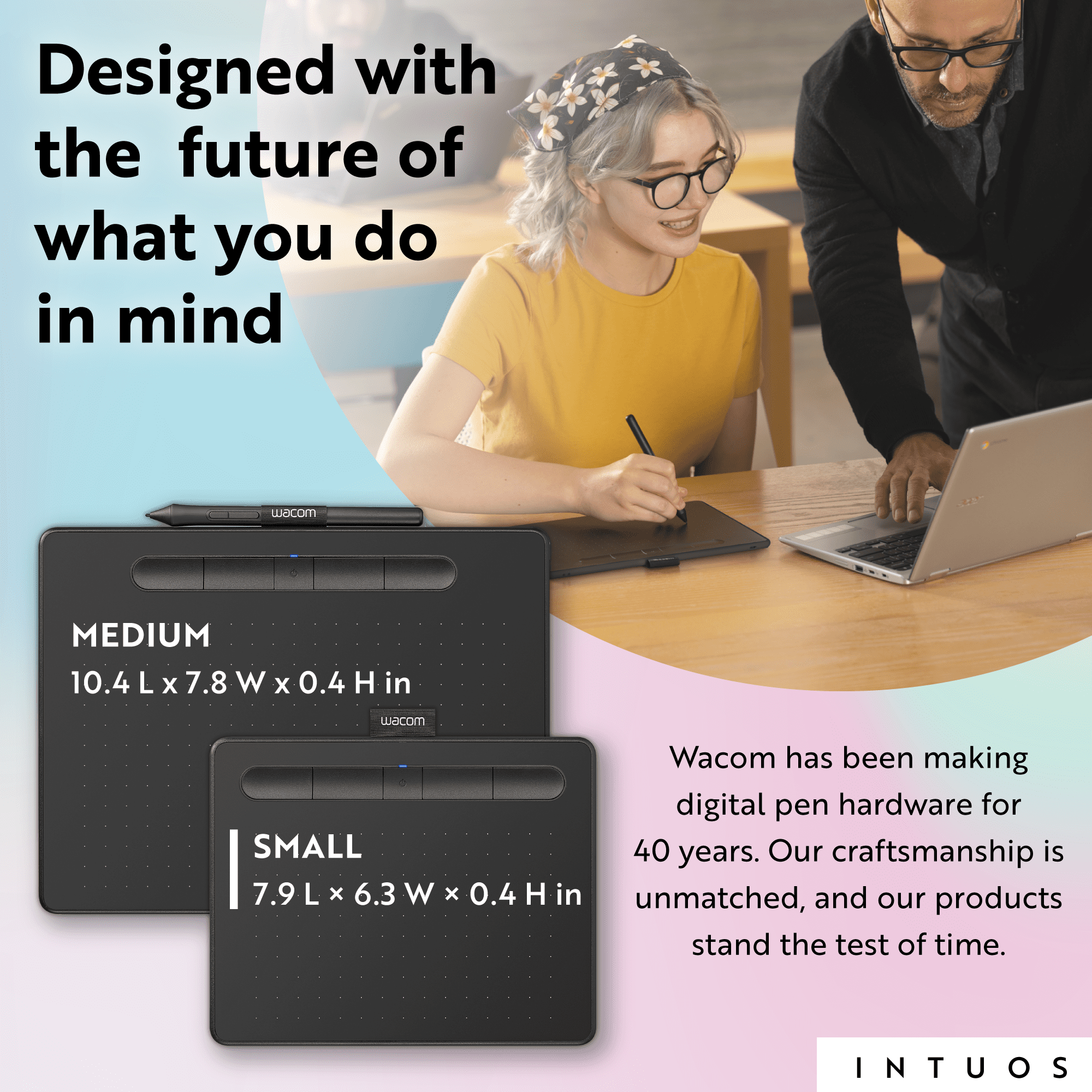 Wacom Intuos Wireless Graphic Drawing Tablet (Black, 7.9 in x 6.3 in) ulcgo