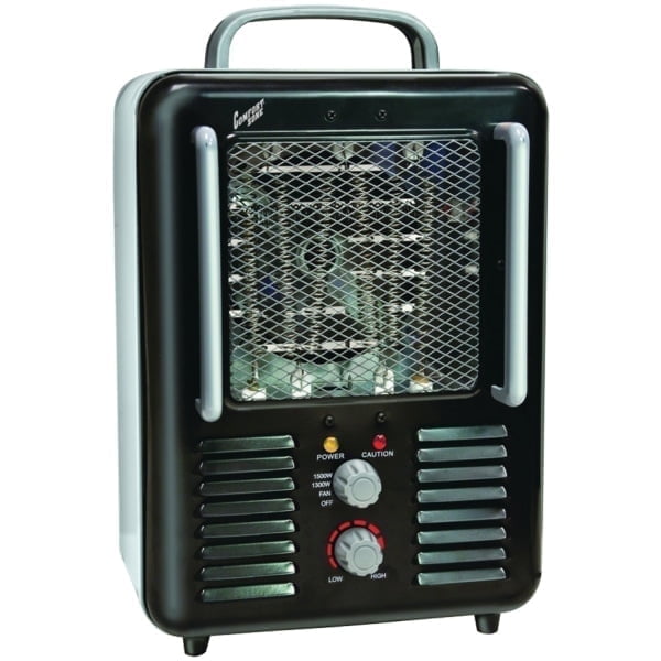 Comfort Zone Milkhouse Utility Space Heater with Adjustable Thermostat (Black, 1500 Watt) vwdzo