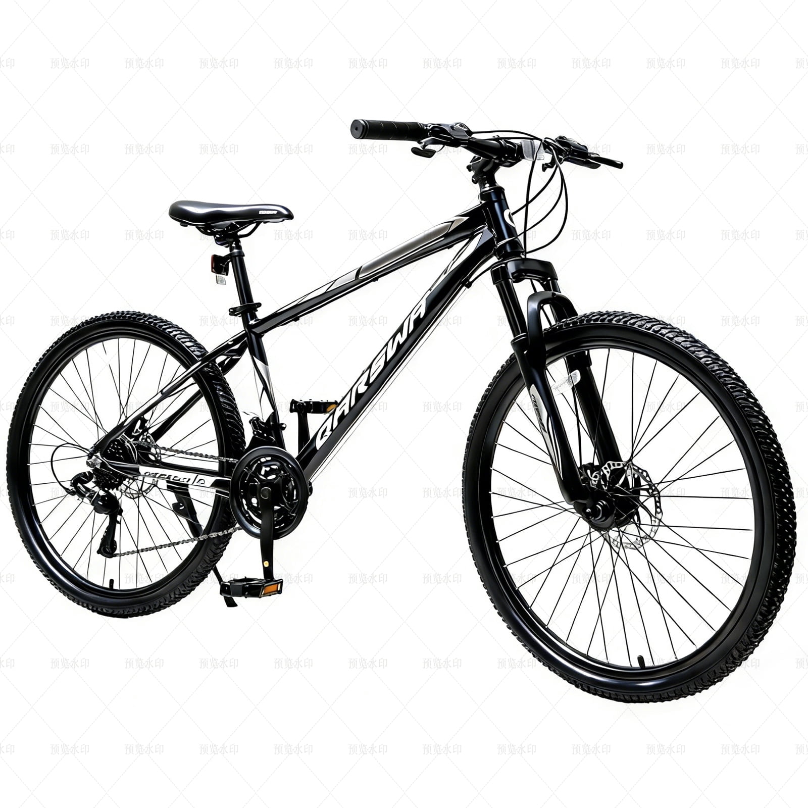 GASENDALA 26 in Mountain Bike, 21-Speed Aluminum Frame Bicycle (Black, 26 in) 5h9q1