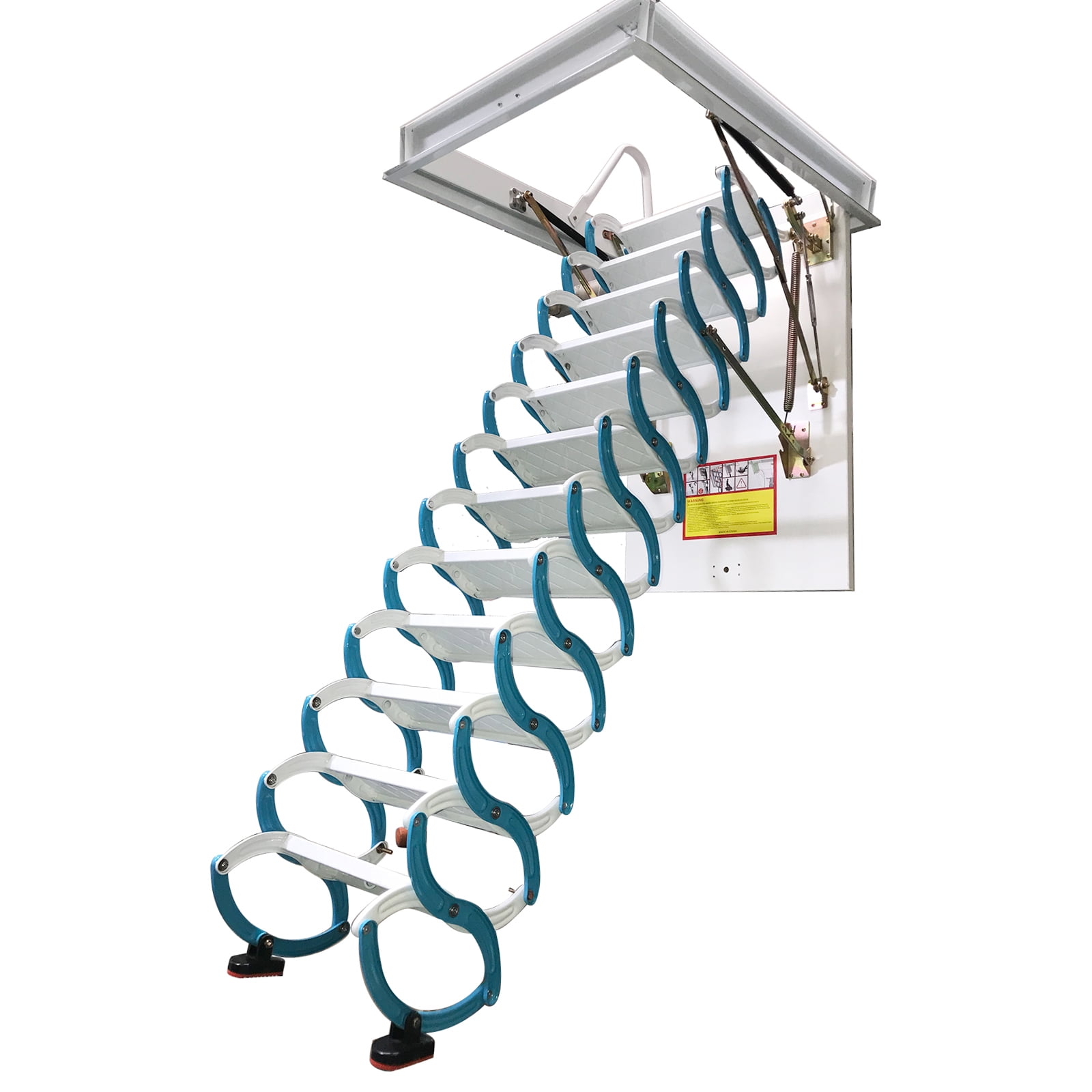 Banfluxion Attic Pull Down Ceiling Ladder, Heavy-Duty Folding Loft Stairs with 12 Steps (Blue, 9.84 ft) nb02c