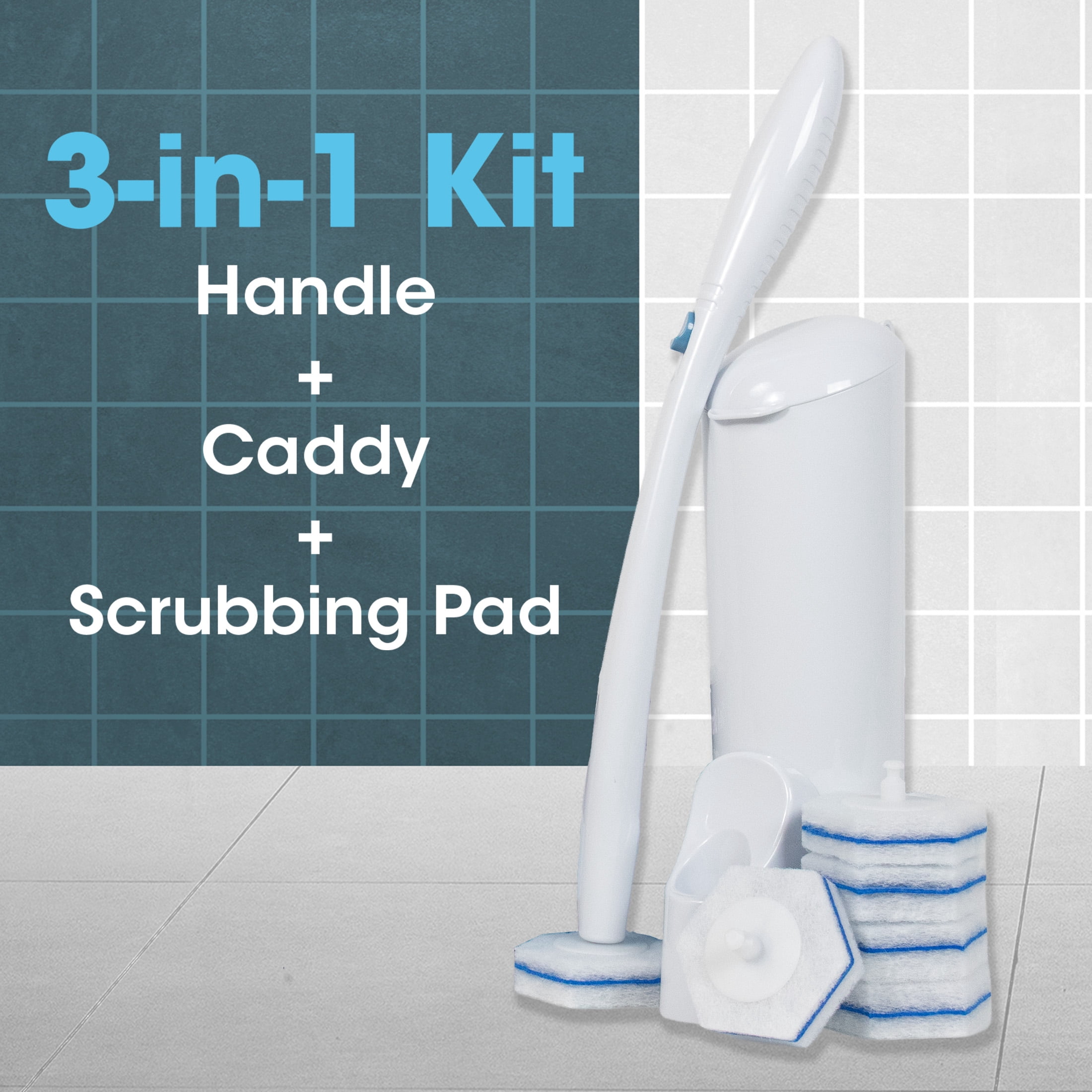 Great Value Toilet Cleaning System (1 Handle, 1 Caddy, 5 Disposable Scrubbing Pads) al8hd