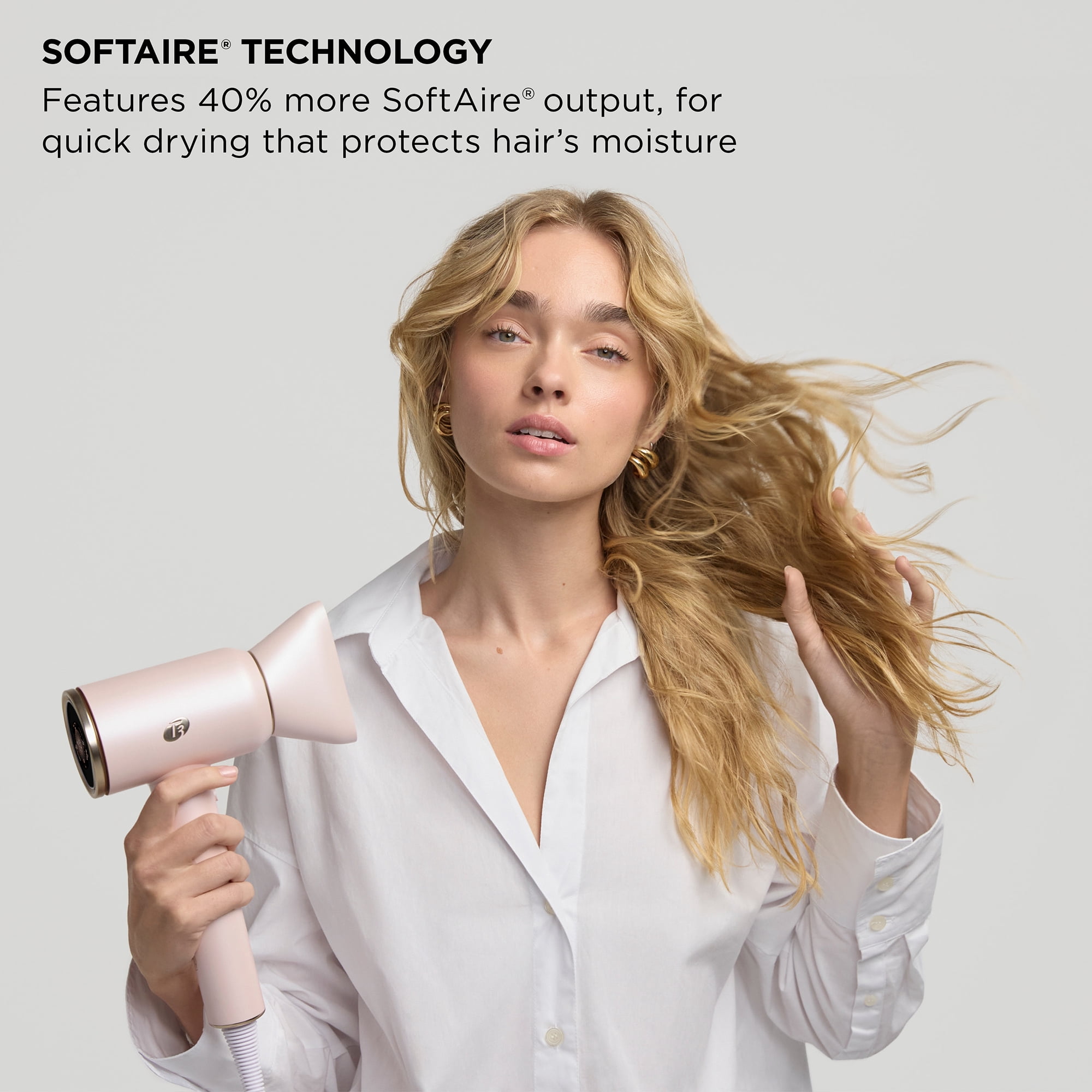 T3 Aire IQ Intelligent Hair Dryer with Heat ID Technology (Satin Blush, 1 Unit) ze5wj