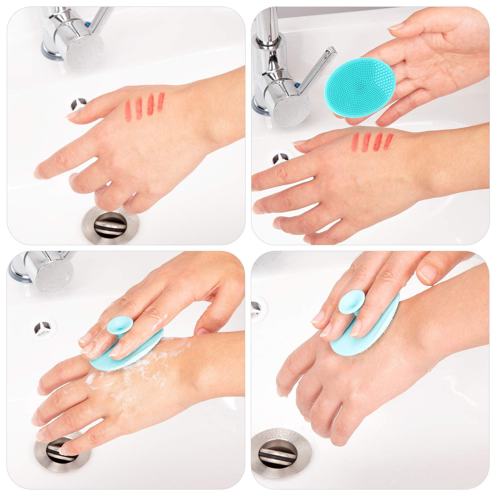 SUWU Silicone Facial Cleansing Brush and Face Exfoliator Pad for Pore Cleaning (4 Pack) hlifq