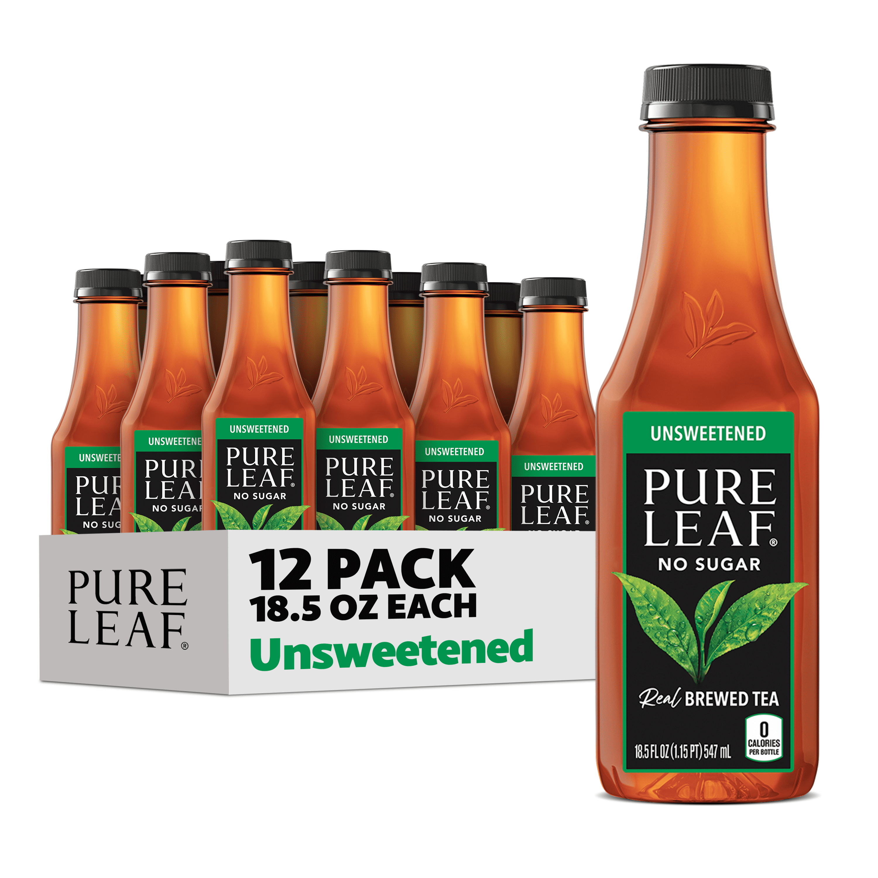 Pure Leaf Unsweetened Real Brewed Black Iced Tea (12 Pack, 18.5 fl oz) fv7rd