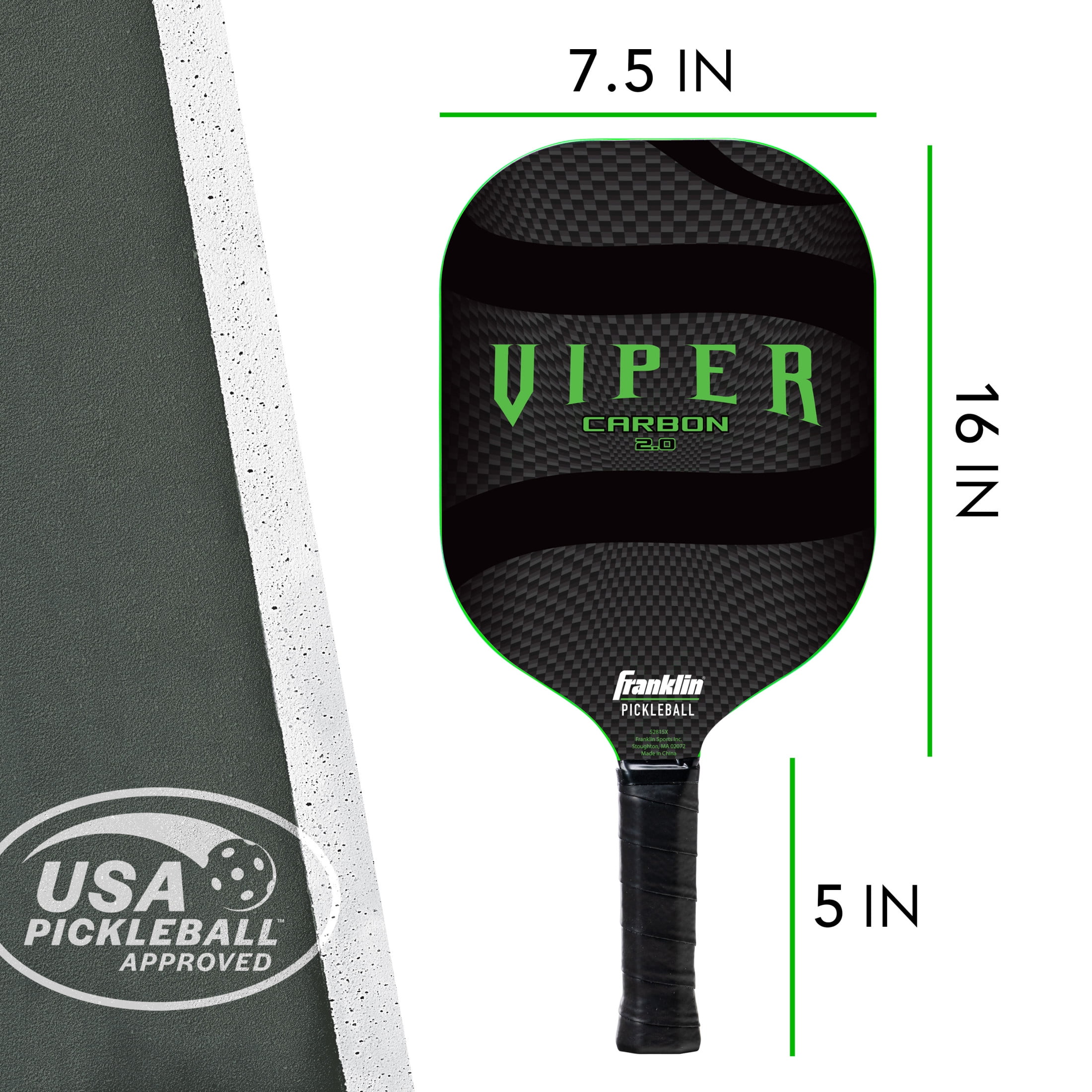 Franklin Sports Viper Pickleball Paddle (Green, 7.7 oz) jymqj