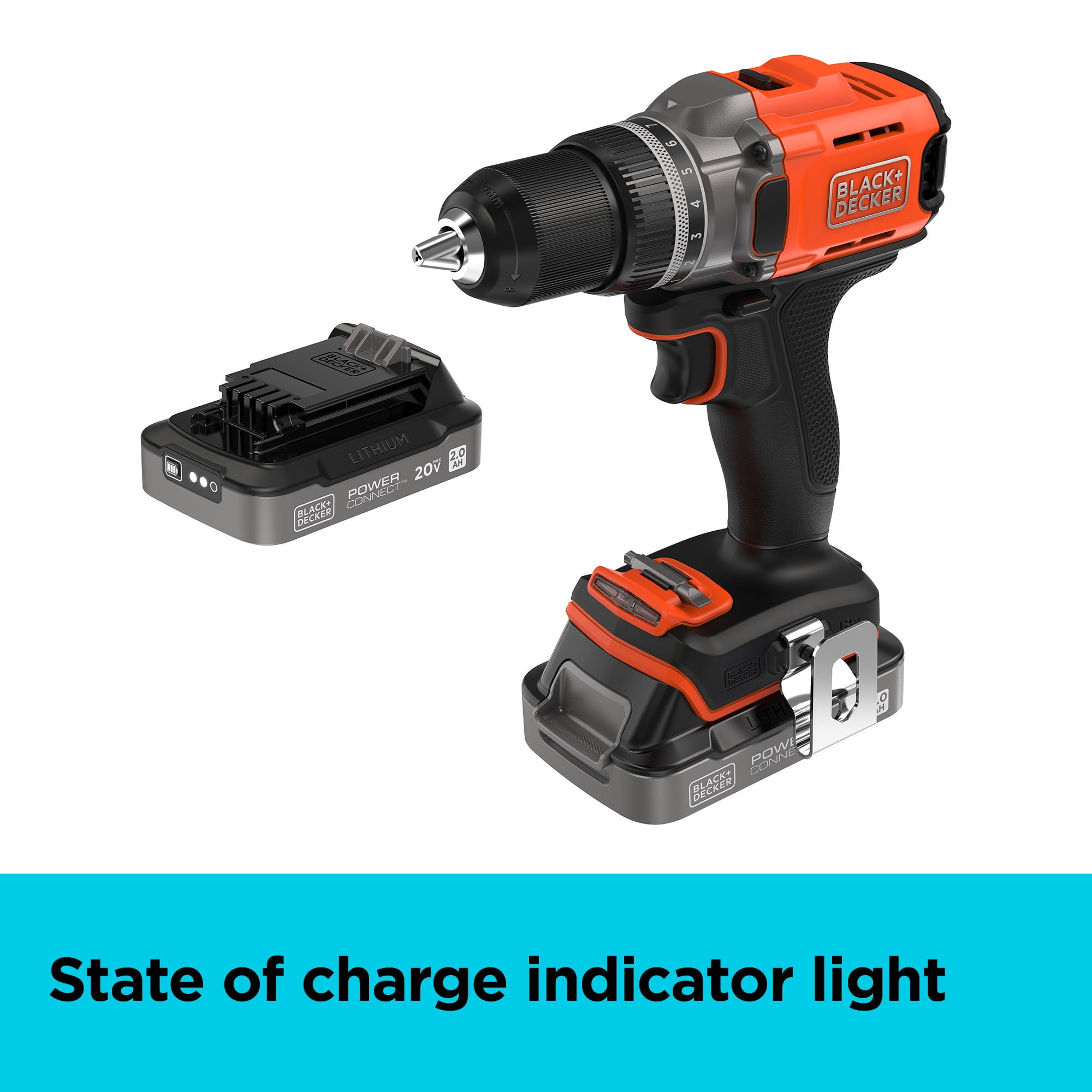 BLACK+DECKER 20V MAX POWERCONNECT Cordless Drill Driver (Black, 0.5 in Chuck) jybll
