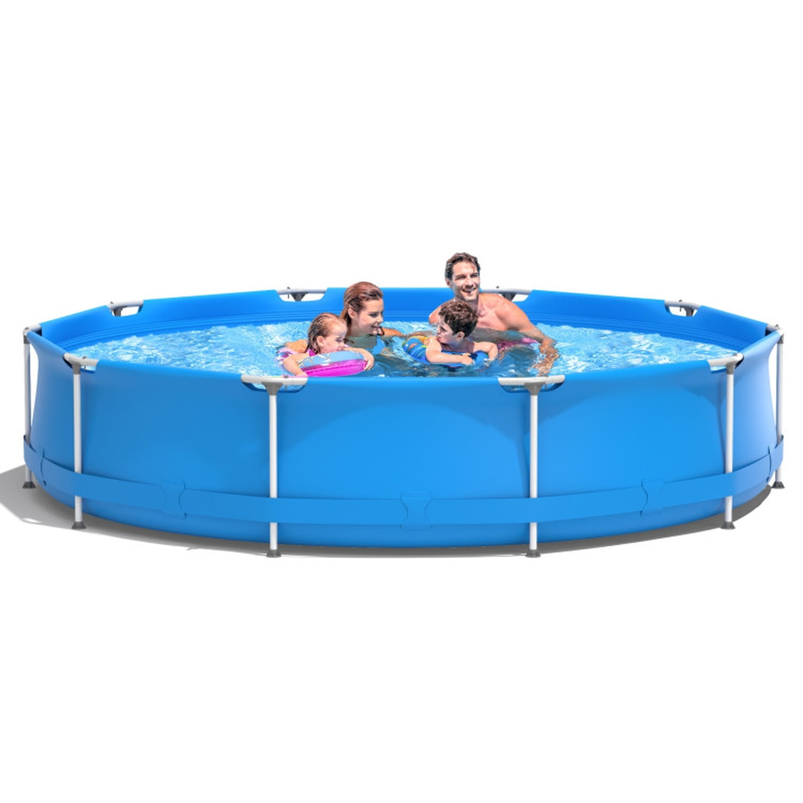 Airfind Round Above Ground Swimming Pool with Iron Frame and Cover (Blue, 12 ft x 30 in) ozlb0