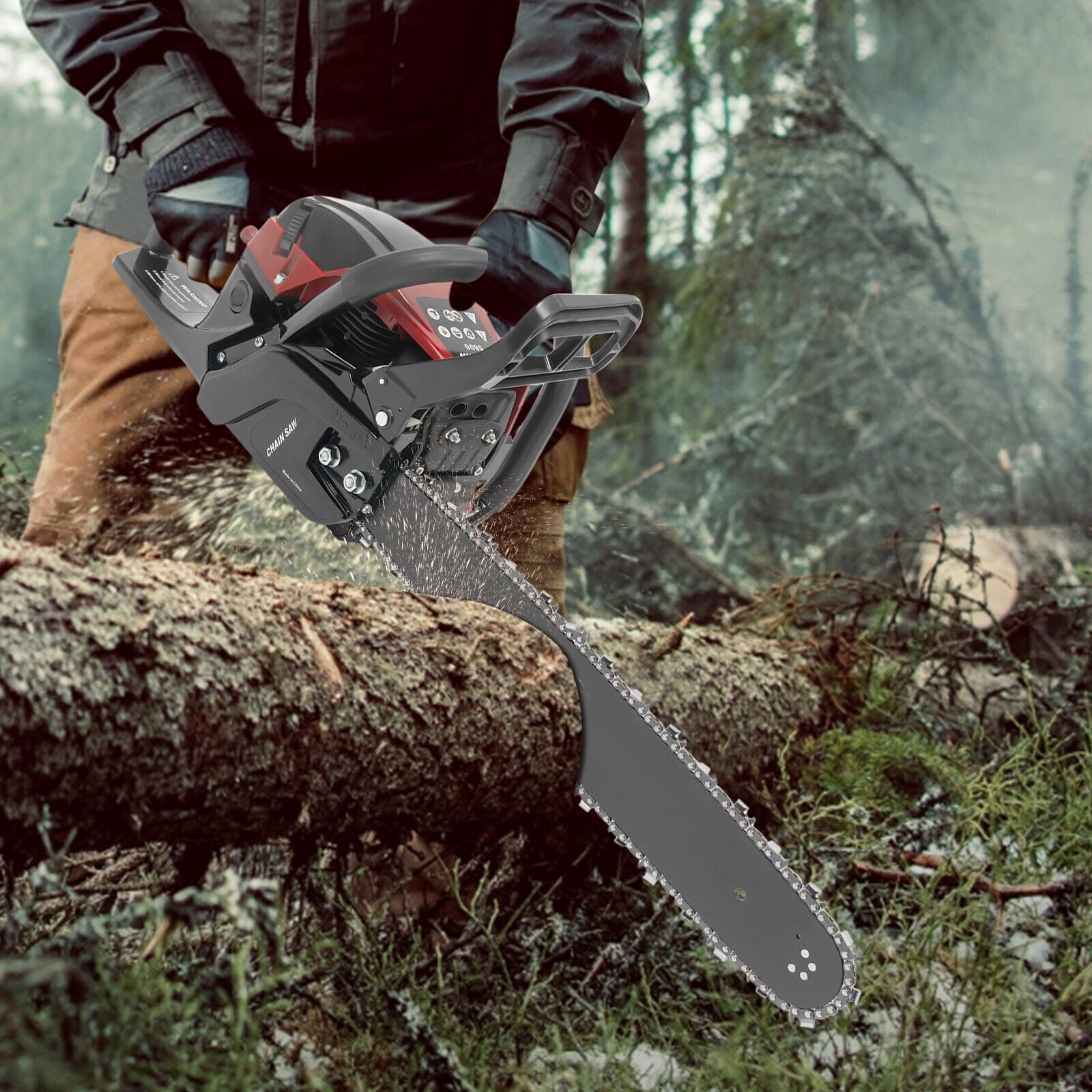 TFCFL 58cc 2-Stroke Gas Powered Chainsaw (Black, 20 in) 2l8sq