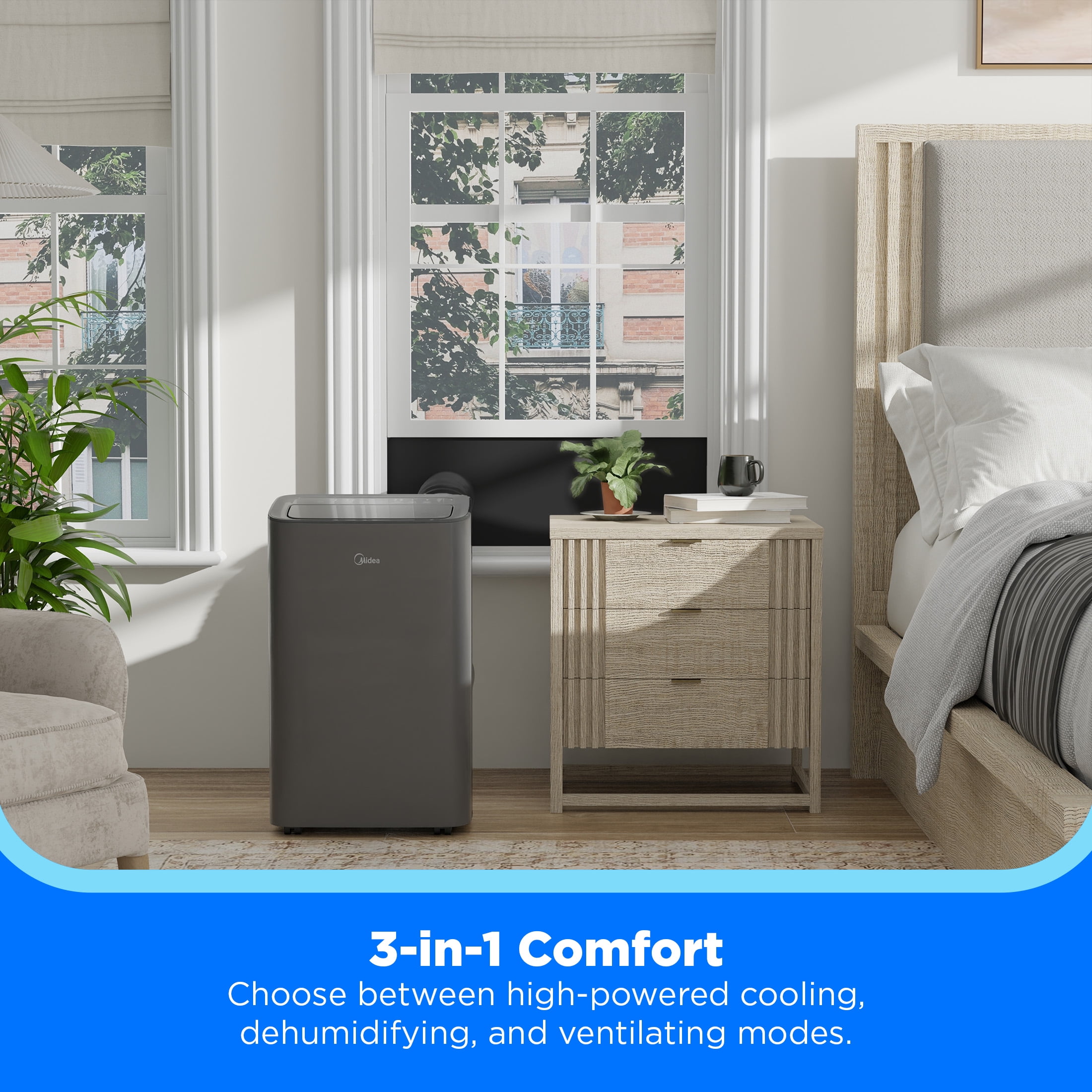 Midea Smart Portable Air Conditioner with Remote and Voice Control (Gray, 350 sq. ft. Coverage) sx613