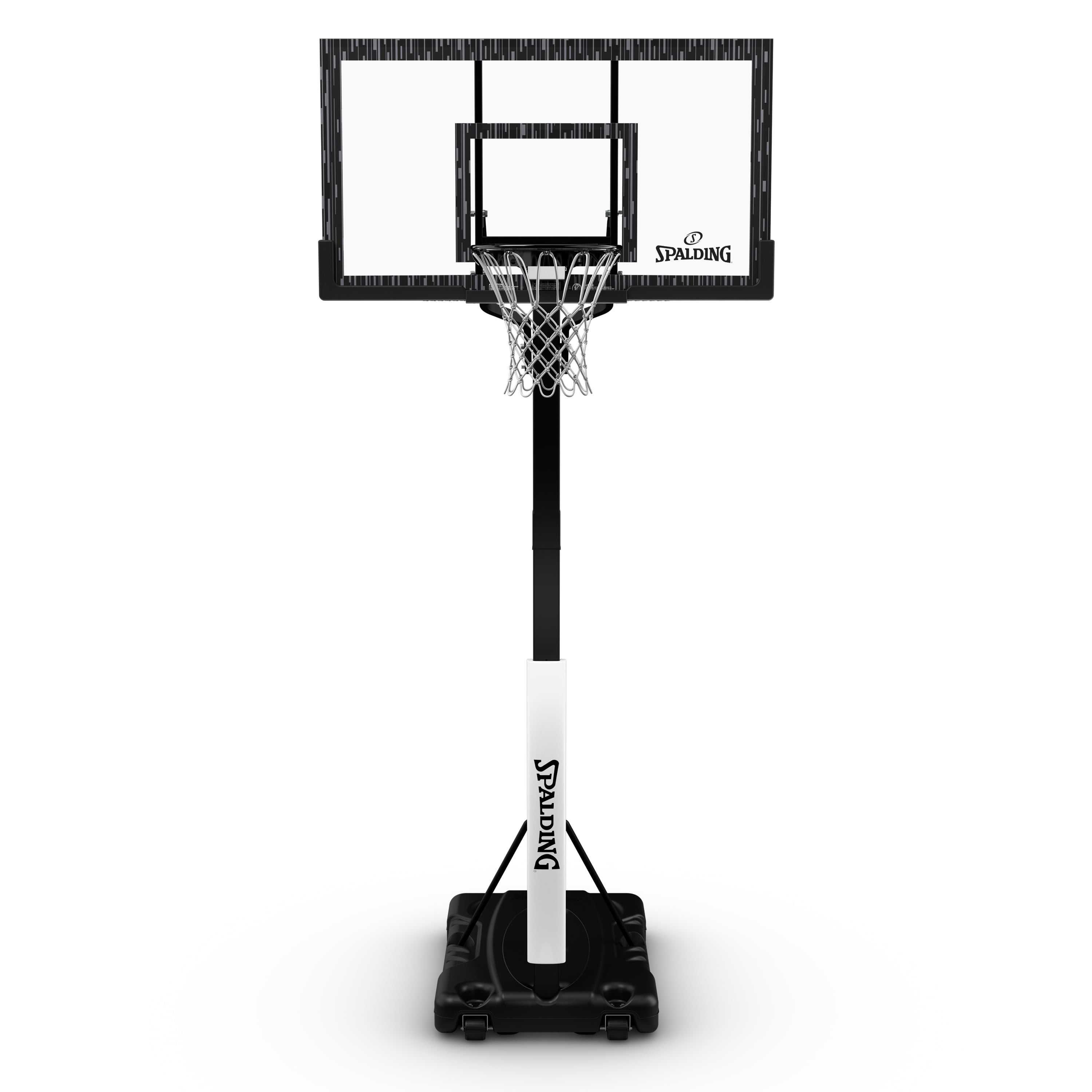 Spalding 60-Inch Portable Basketball Hoop System with Acrylic Backboard and Adjustable Height (Black/White, 60 in) b5ysn