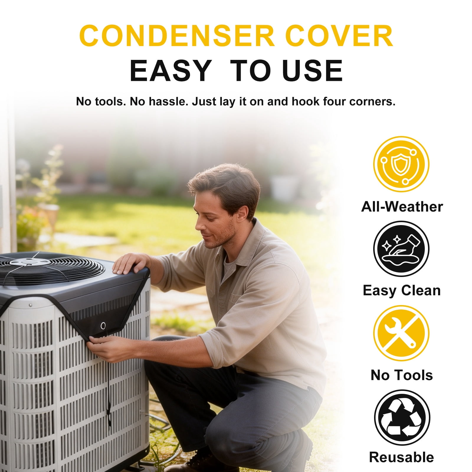 JARENGO Central Air Conditioner Cover for Outside Units, Weather-Resistant Mesh Defender (Grey, 32 x 32 in) qpupg