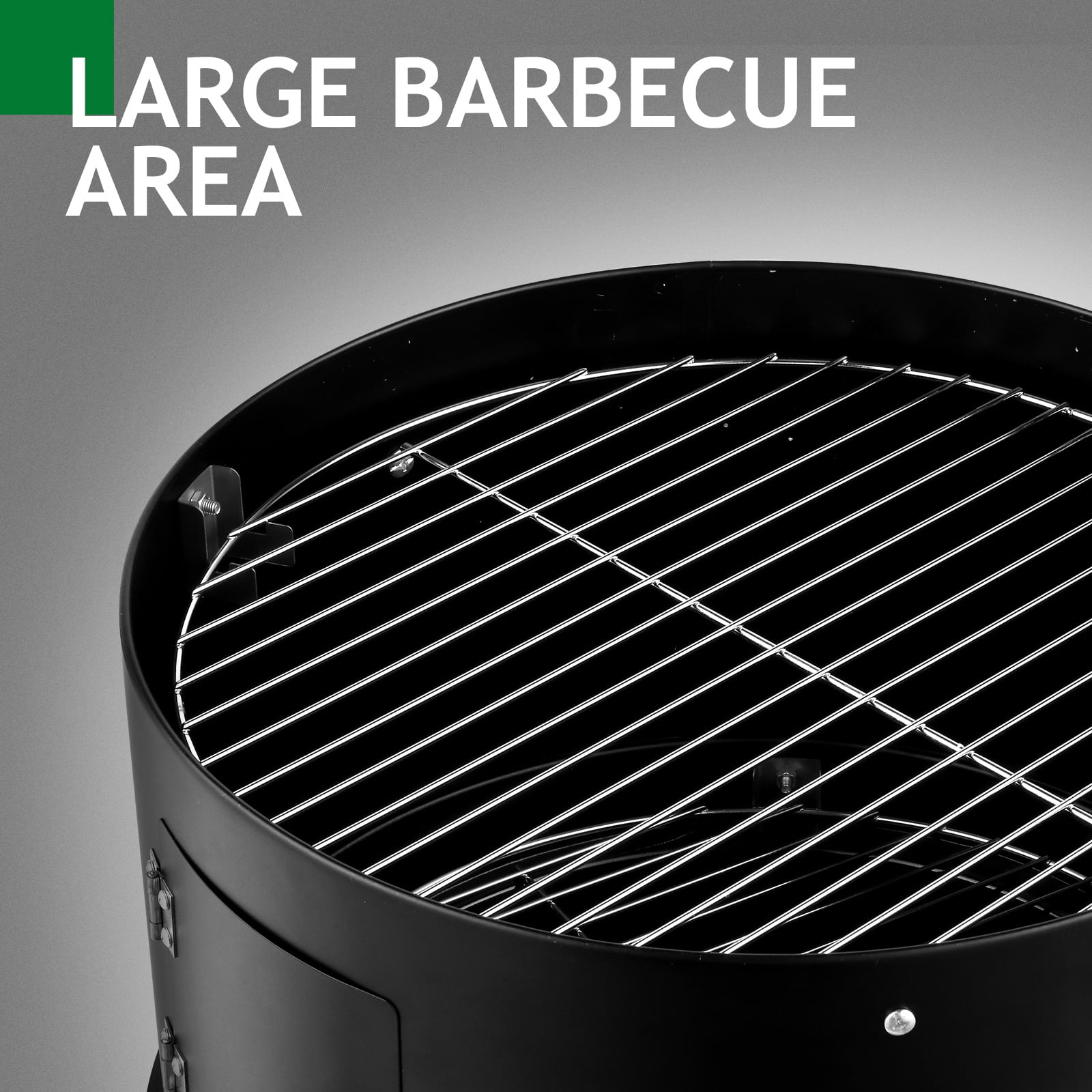 Seizeen 16 in 3-in-1 Charcoal Smoker and Grill, Portable Outdoor BBQ Fire Pit with Double-layer Design (Black, 16 in) ad42i
