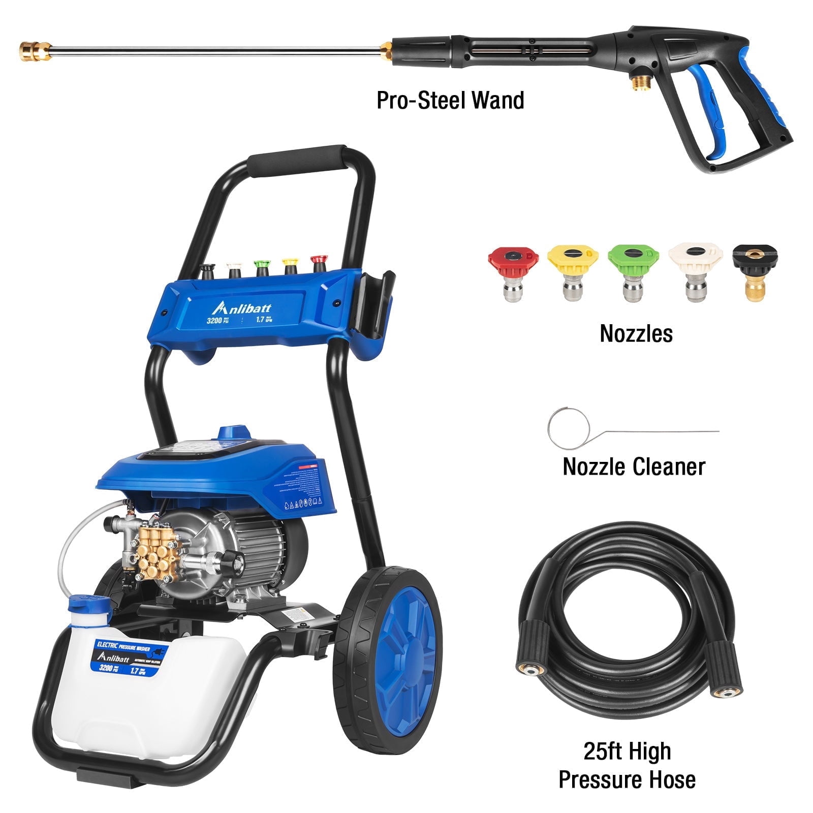 ANLIBATT 3200 PSI Electric Power Pressure Washer with Brushless Motor (1.7 GPM, 25 ft Hose) j2m81