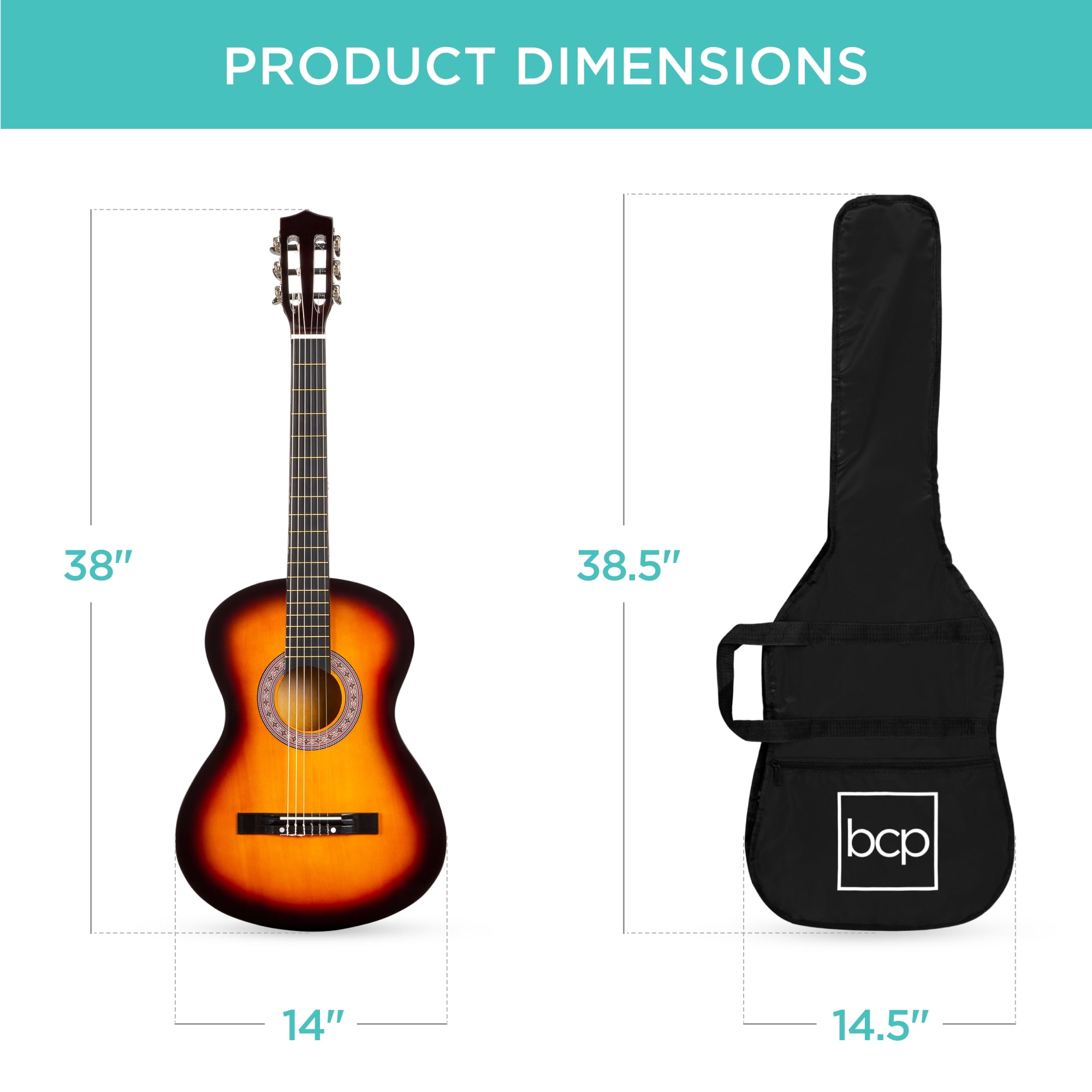 Best Choice Products 38in Beginner Acoustic Guitar Starter Kit with Gig Bag and Accessories (Sunburst, 38 in) cllb3