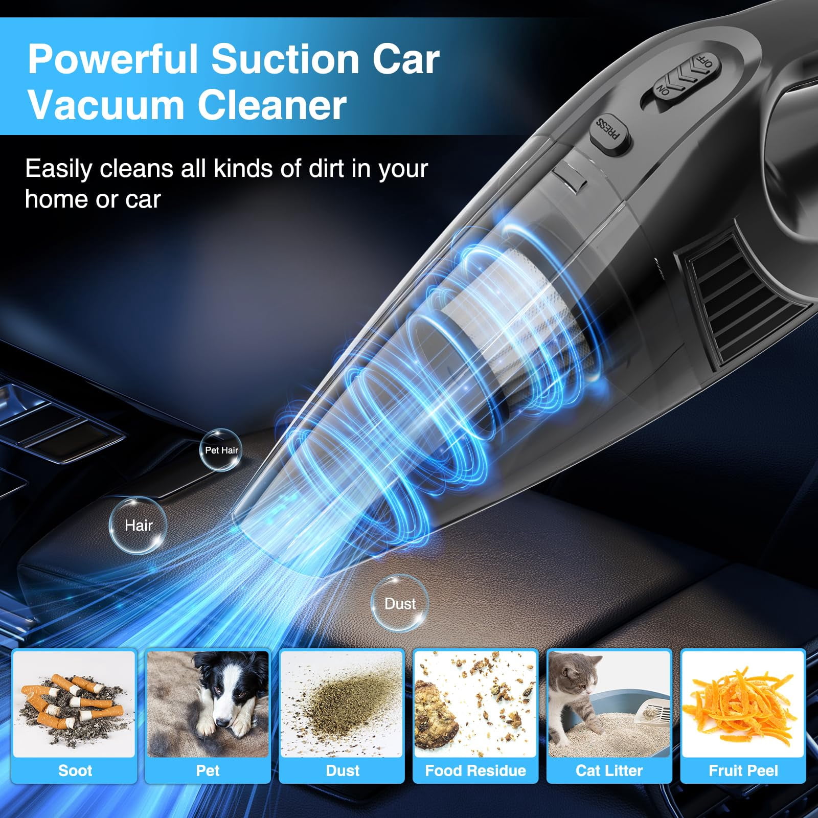 Generic Handheld Cordless Vacuum Cleaner Portable Rechargeable Car Interior Duster (Black, 11.5 fl oz) dtlc3