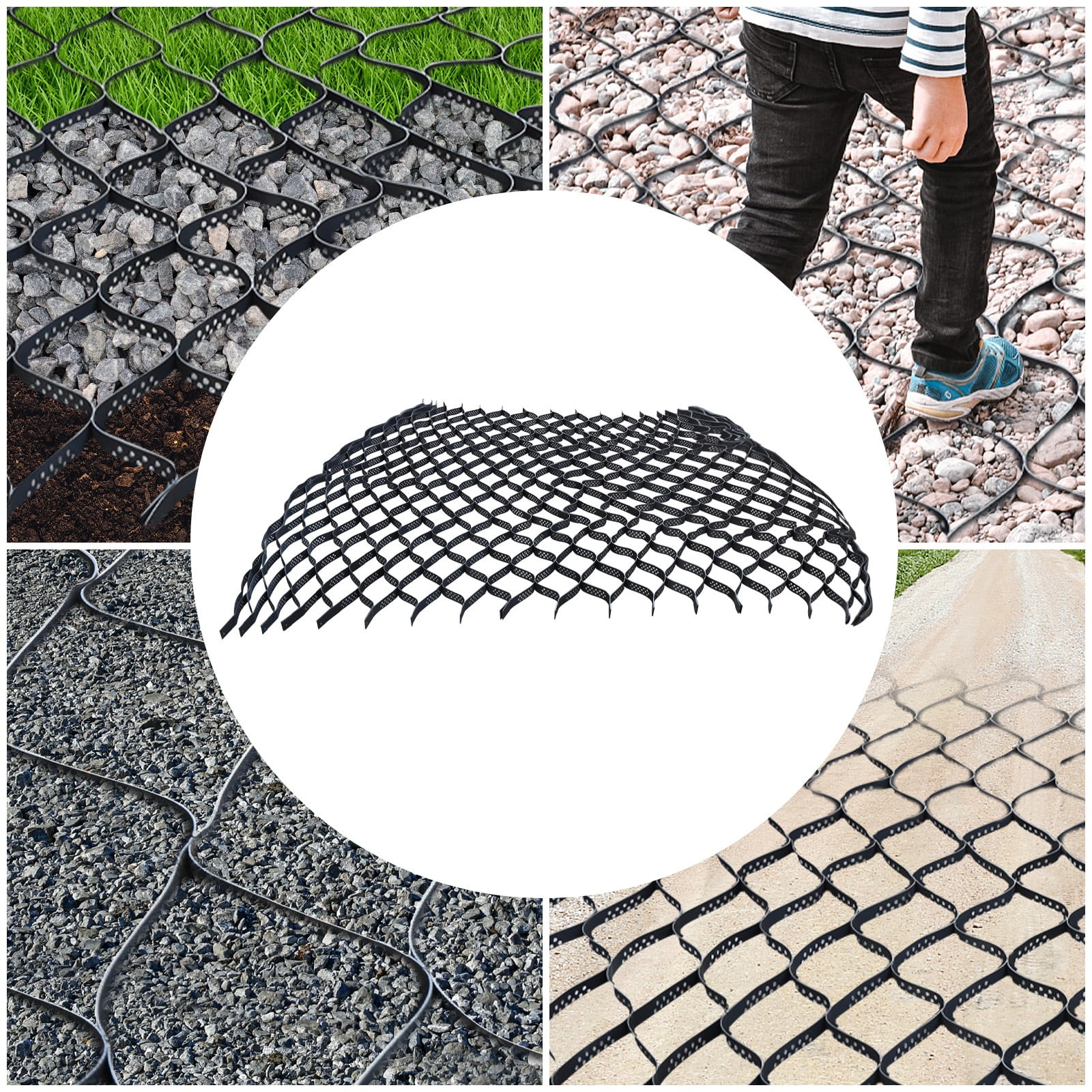 Generic Geo Grid Mesh for Gravel Driveway and Walkway Stabilization (Black, 160 sq ft) eut8n