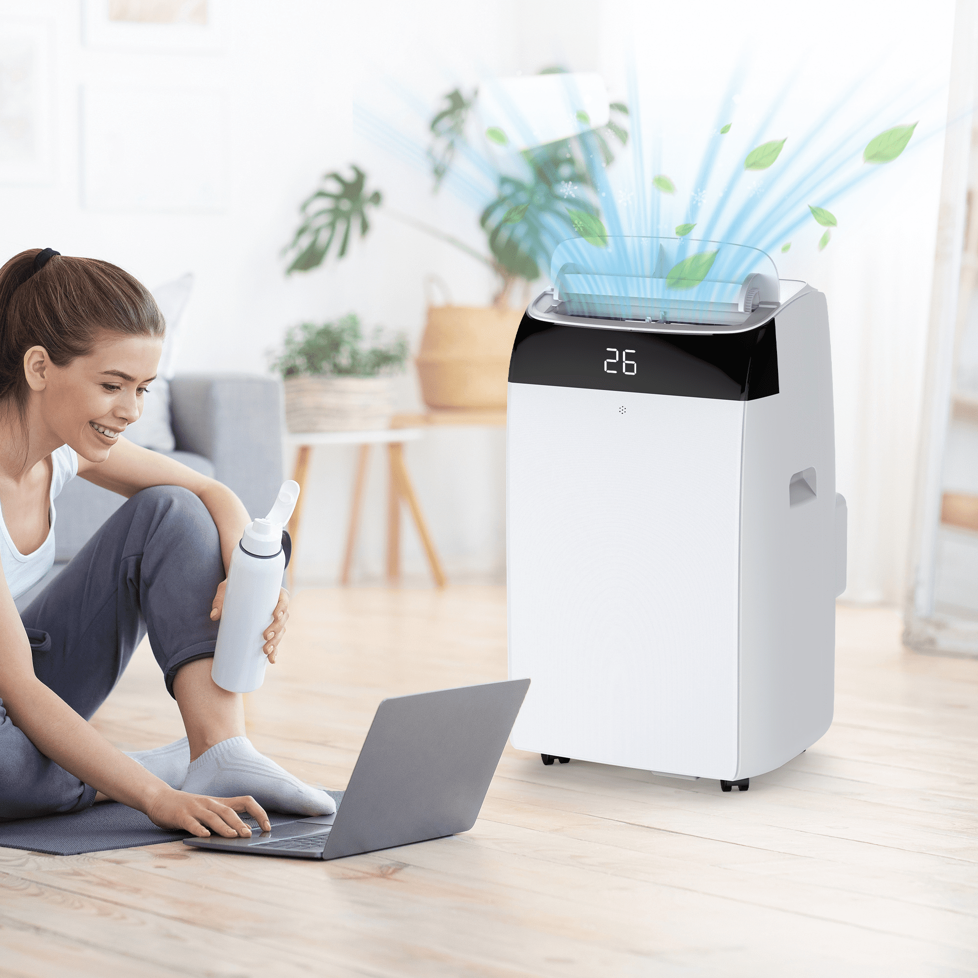 GOGRANT 12000 BTU Portable Air Conditioner, 3-in-1 Cooling Dehumidifier and Fan for Rooms up to 550 sq ft (White) o96uh