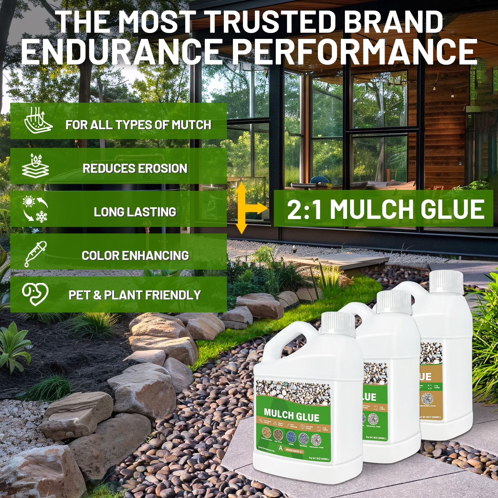Proximu Mulch Glue for Landscaping, Heavy-Duty Gravel and Rock Binder, Fast-Dry Non-Toxic Adhesive (White, 48 oz) cbq1j