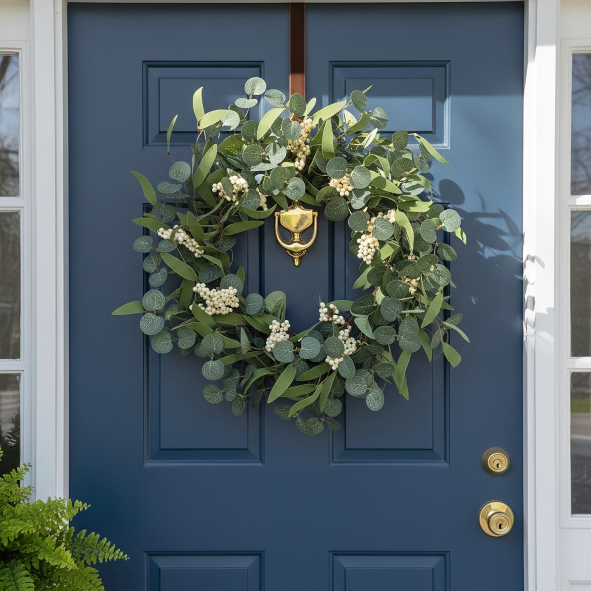Tetou Artificial Eucalyptus Wreath for Front Door, Farmhouse Seasonal Wall Decor (Green, 20.5 in) 3dp2b