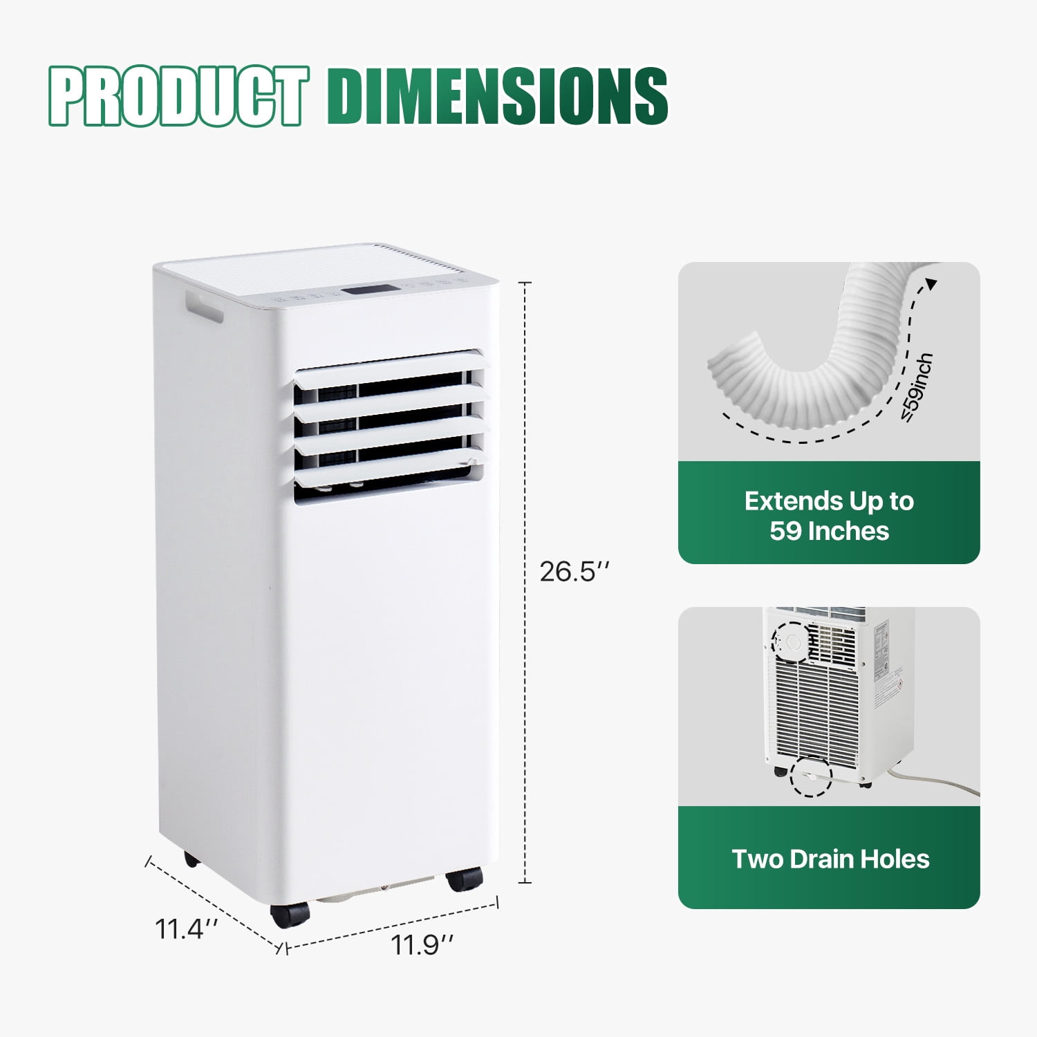 BaPiPro 10000 BTU Portable Air Conditioner with Heat Function (White, 250 sq ft) fg655