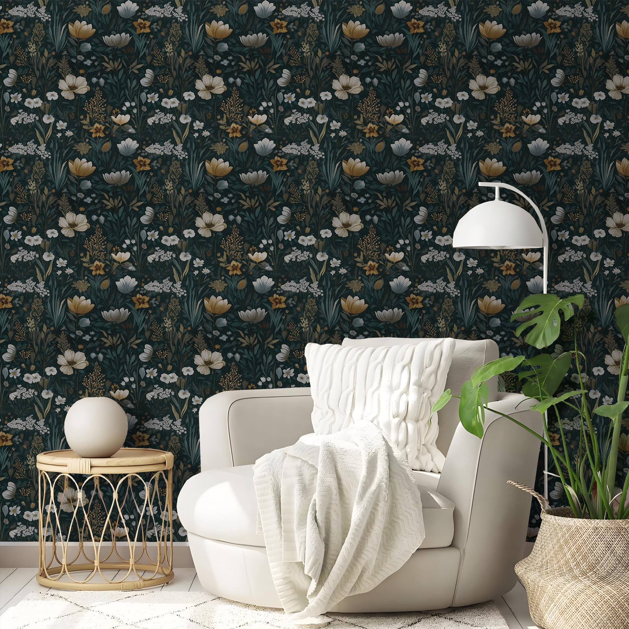 Abyssaly Floral Peel and Stick Wallpaper, Vintage Vinyl Contact Paper for Home Decor (Floral, 17.3 in x 393.7 in) 6099a