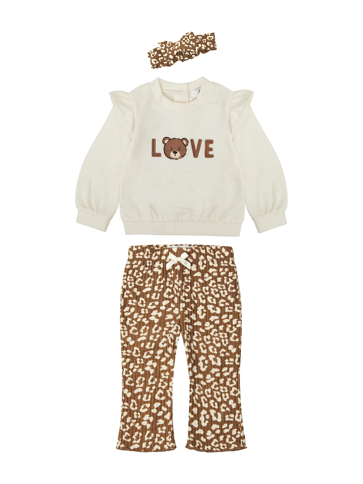 Wonderluxe Baby Girls' Long Sleeve Sweatshirt and Pant 3-Piece Set (White, 0-24M) ygzy9