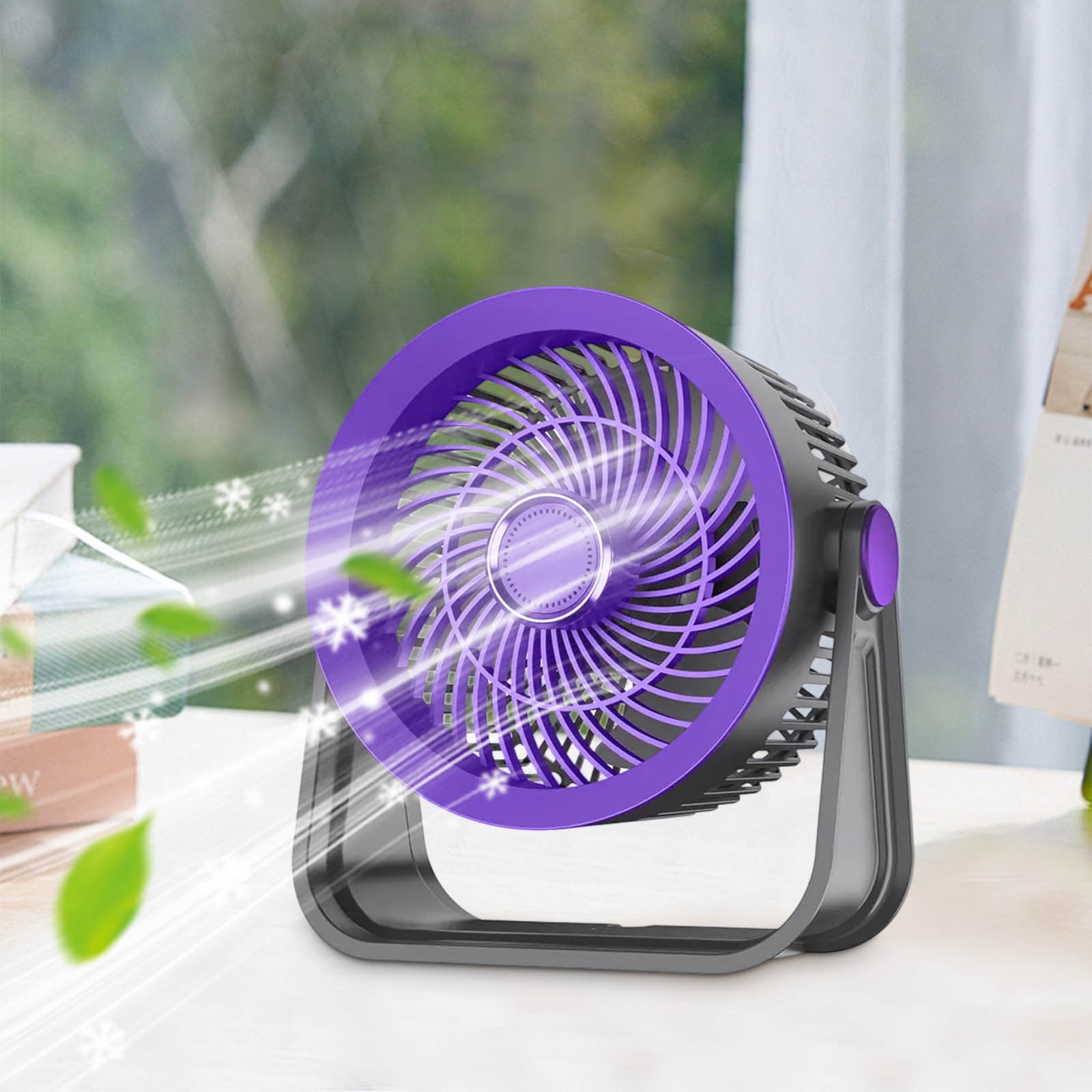 Bfogop Portable Desk Fan with LED Night Light and 3-Speed Adjustable Airflow (White, 7 in) 62l4e