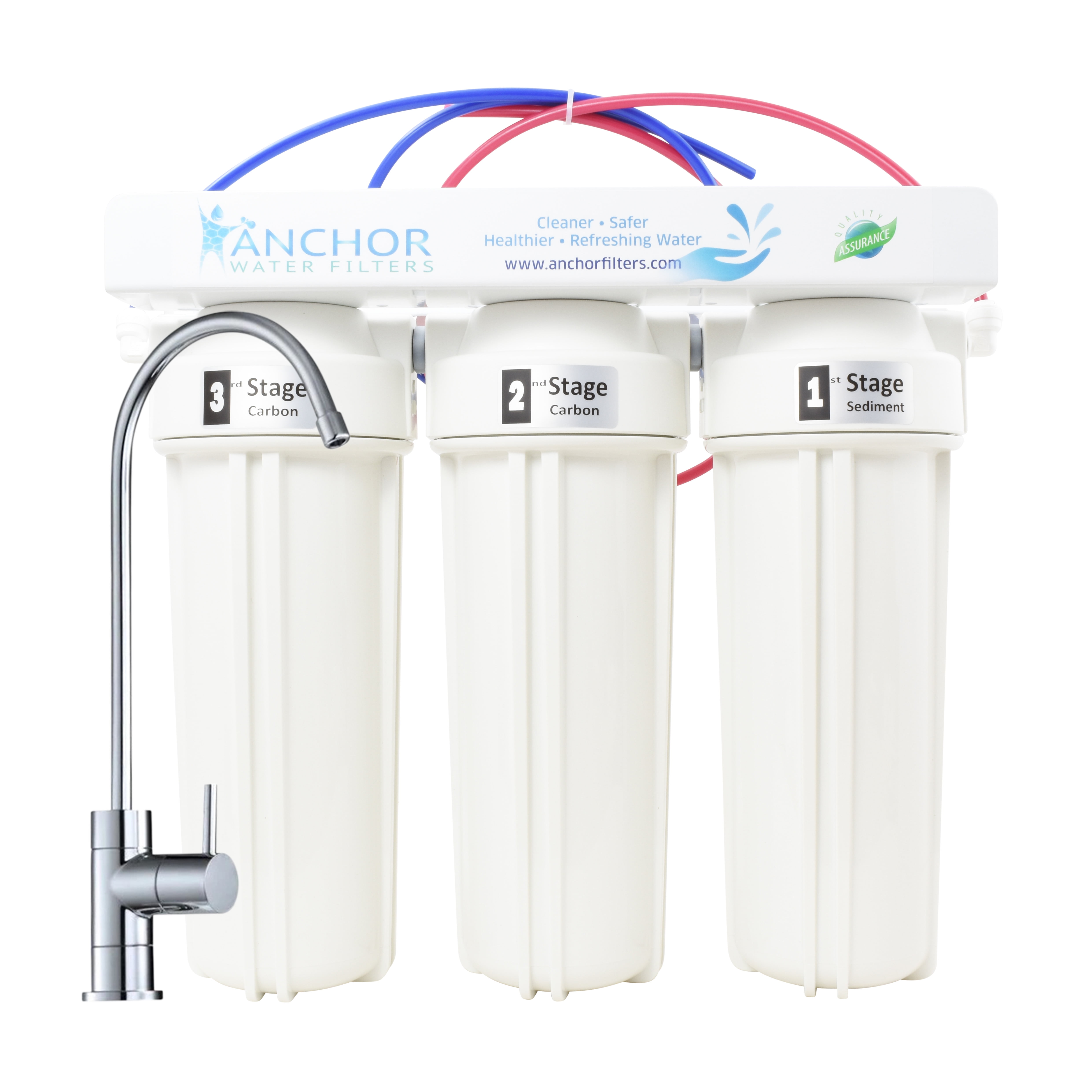Anchor Water Filters 3-Stage Under Counter Water Filtration System (Chrome, 1 Pack) 8mftg