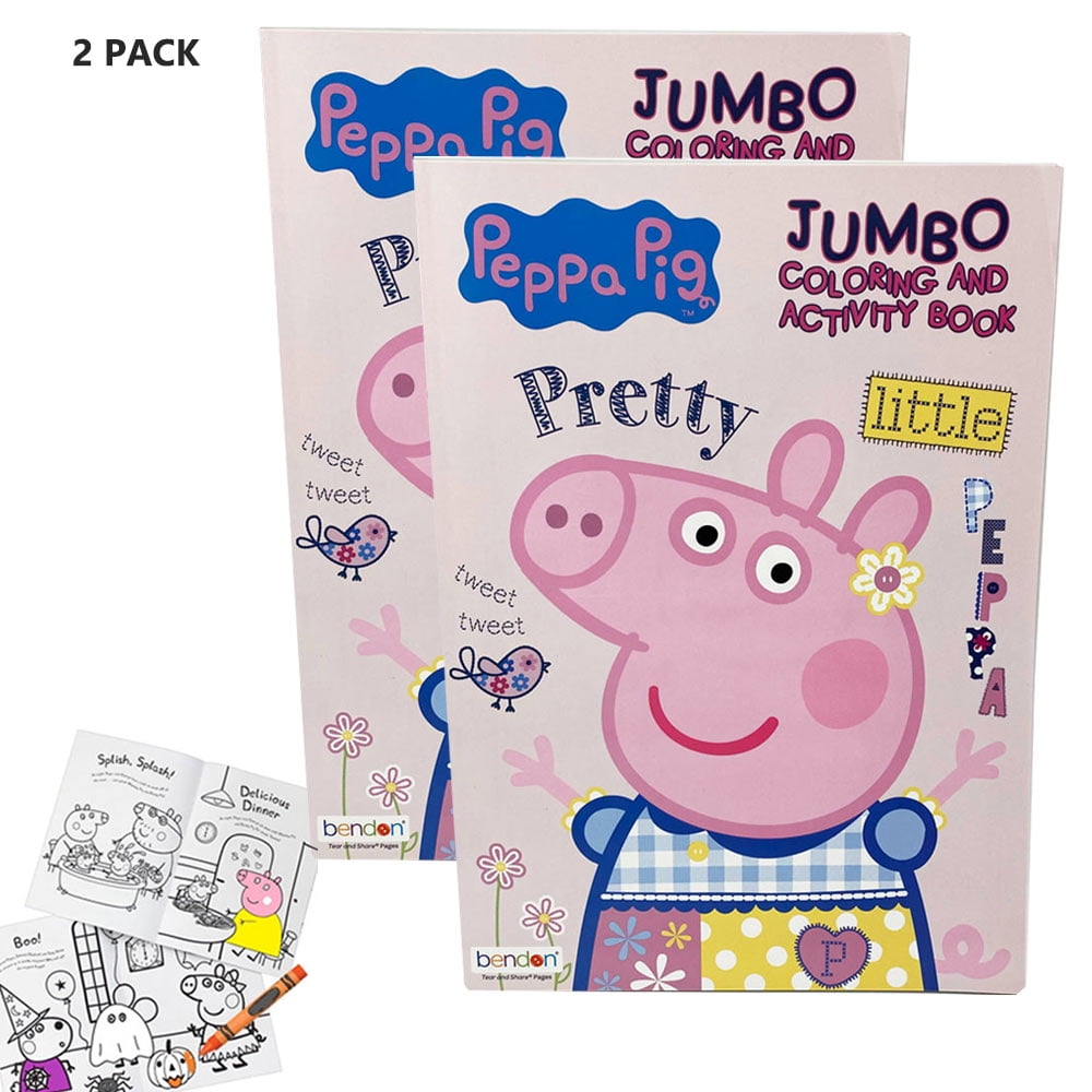 BAZIC Peppa Pig Jumbo Coloring Activity Book Set (Multicolor, 2 Pack, 8 in x 11 in) 2o9qv
