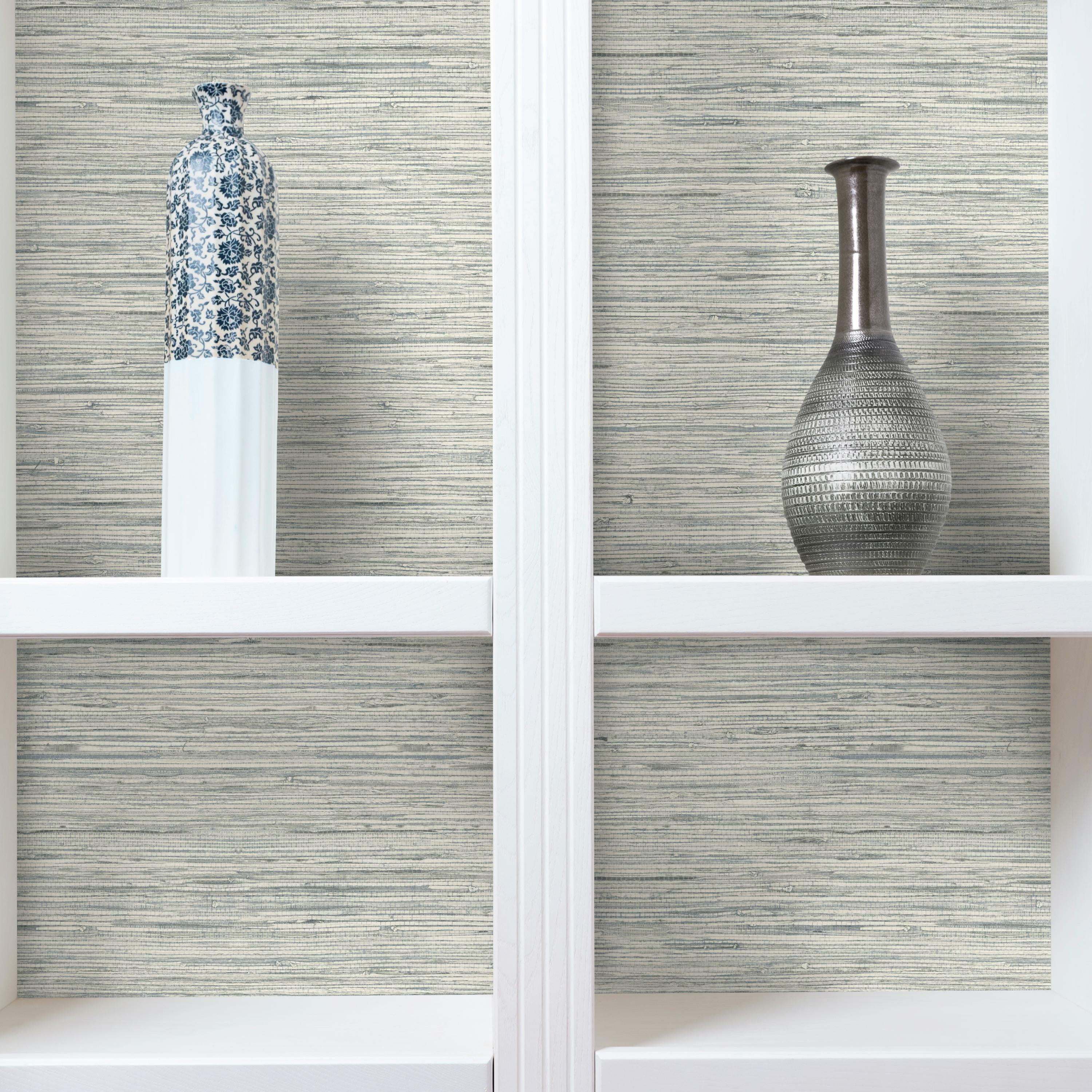 RoomMates Light Gray Grasscloth Peel and Stick Wallpaper (Light Gray, 20.5 in x 18 ft) rtj4f