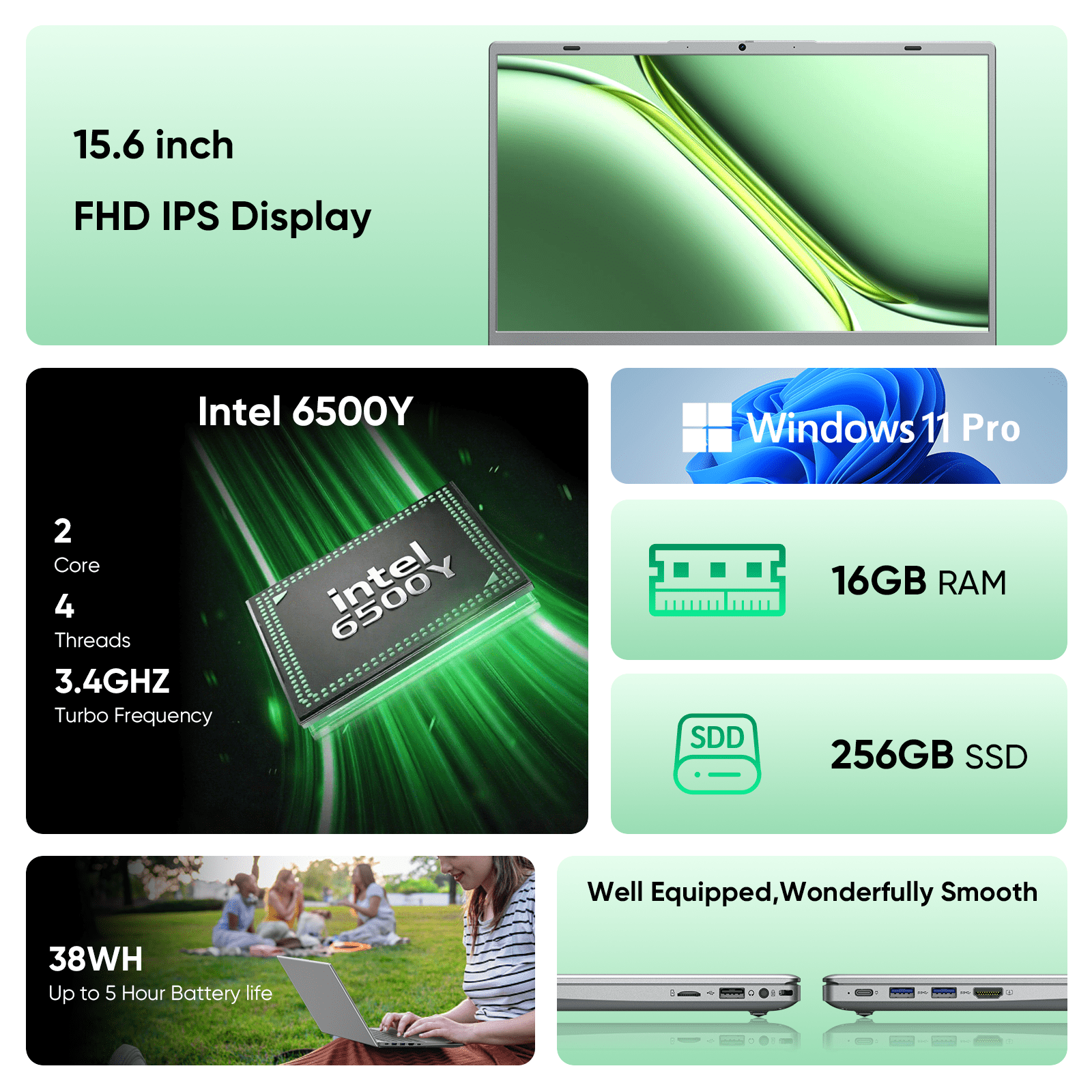 Coolby 15.6-inch Full HD Laptop (Silver, 16GB RAM, 256GB SSD, Windows 11 Pro) rze8o