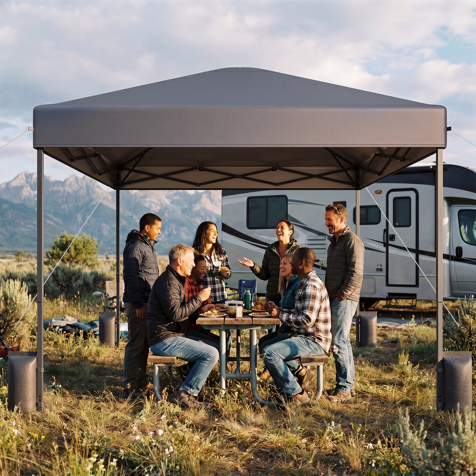 Patbrela Pop Up Canopy Tent, Heavy-Duty Instant Shelter for Outdoor Events (Gray, 10x10 ft) dofoa