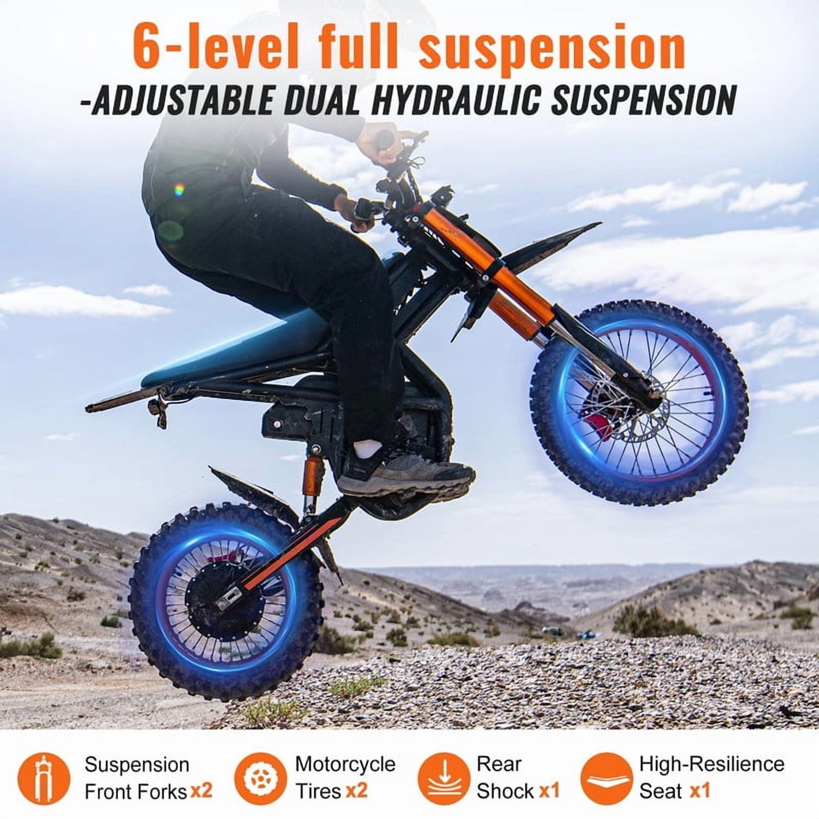 Riding'Times GT54 Electric Dirt Bike, 2000W Off-Road E-Bike with 27AH Battery, Dual Hydraulic Brakes (14 in / 12 in Tires) lyd0o