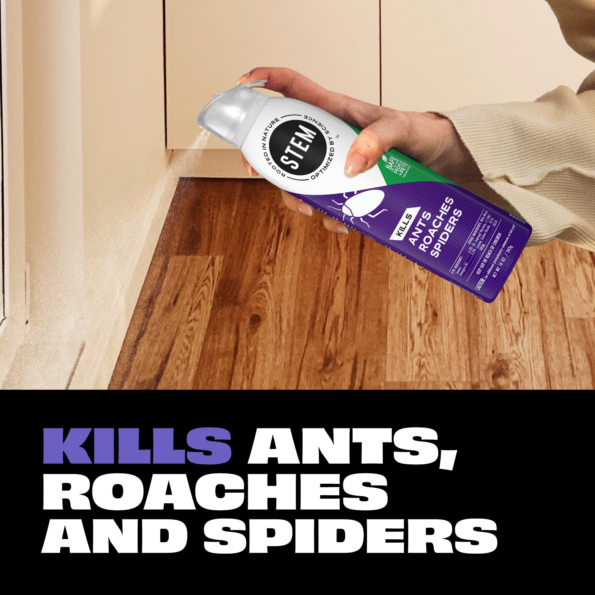 STEM Insect Killer for Ants, Roaches, and Spiders, Plant-Based Indoor and Outdoor Bug Spray (10 oz) 4kcm8