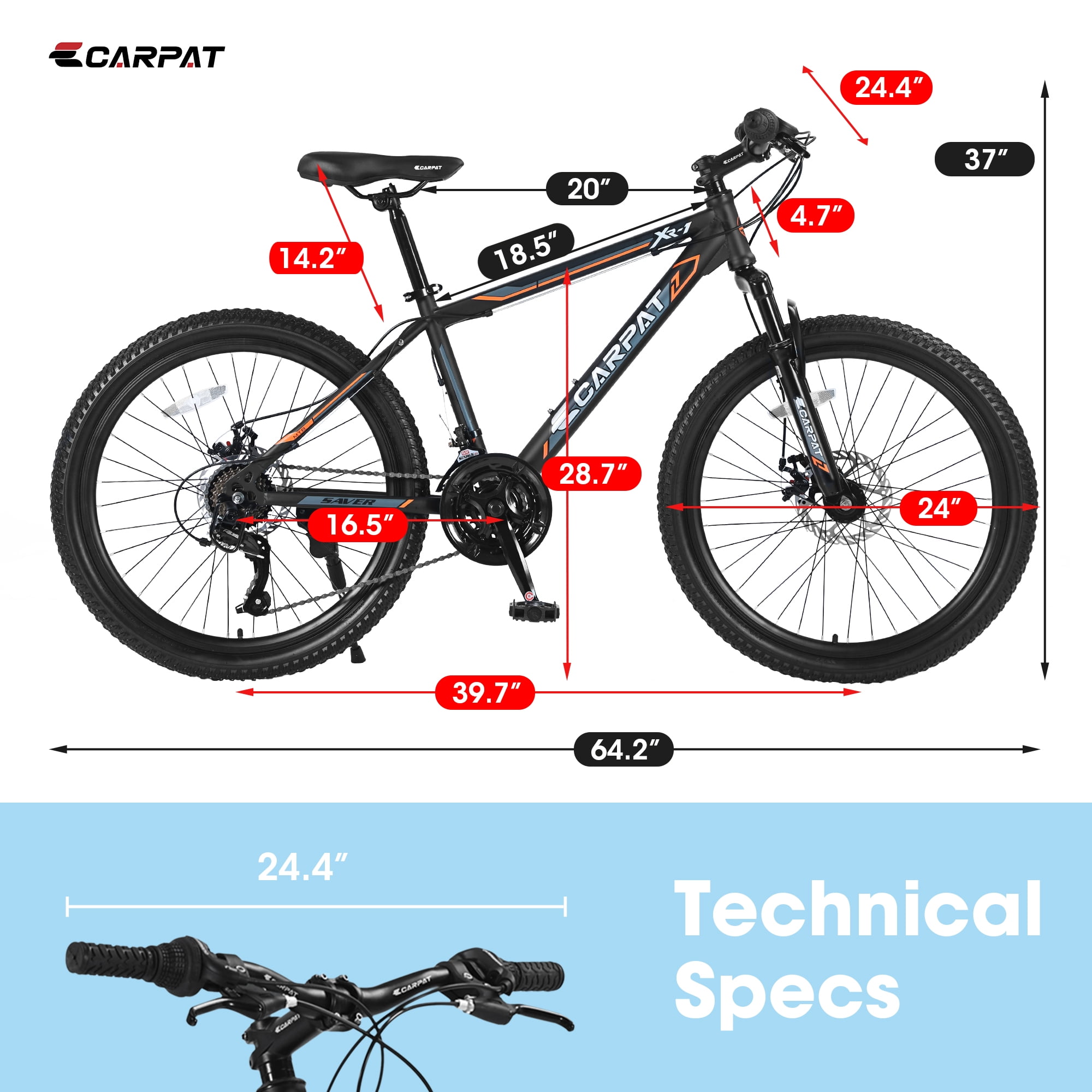 Direct Wicker 24 in Mountain Bike, Shimano 21-Speed Steel Frame MTB with Dual Disc Brakes (Black and Yellow, 24 in) 6e679