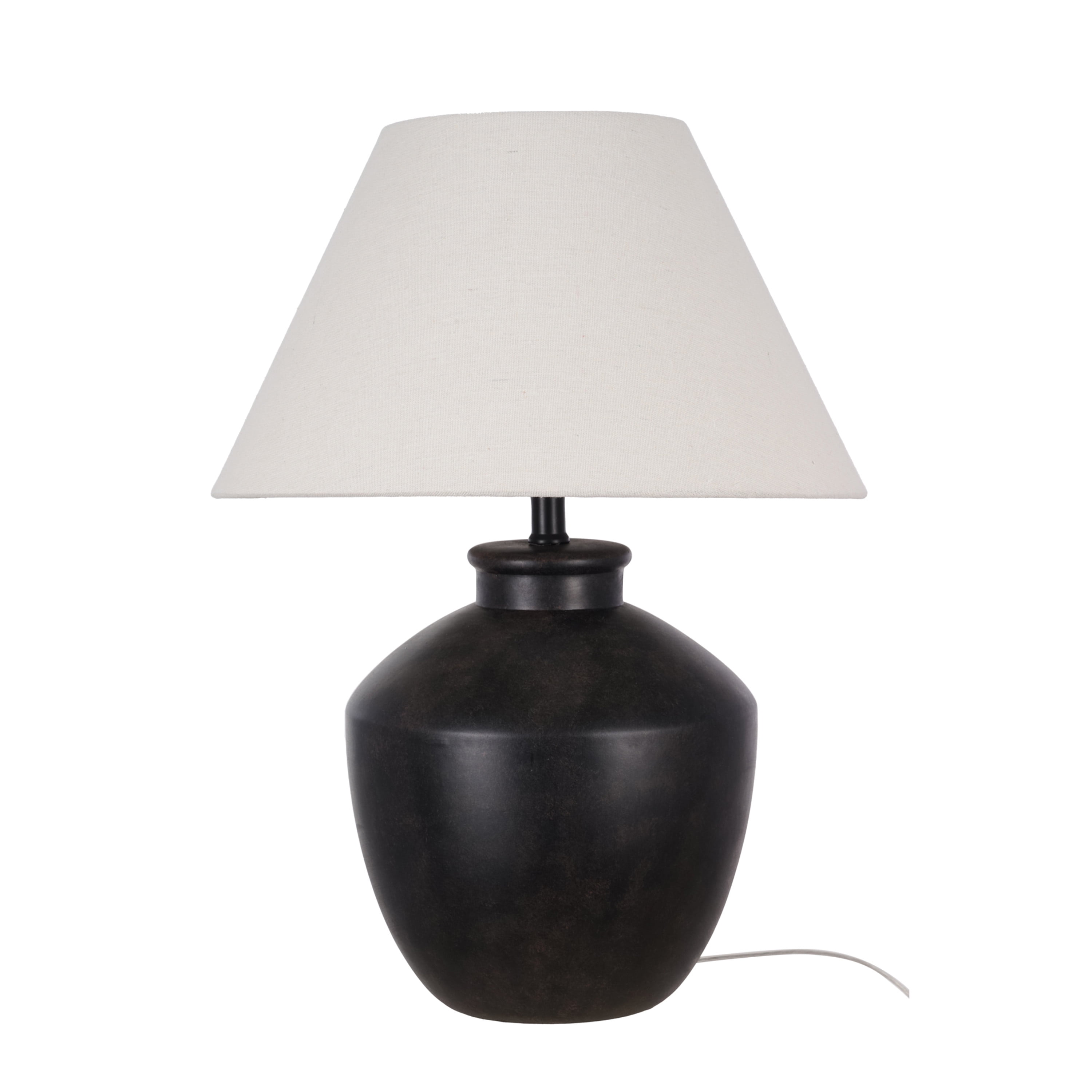 My Texas House 22 in Table Lamp with White Fabric Empire Shade (Black, 22 in) riawn