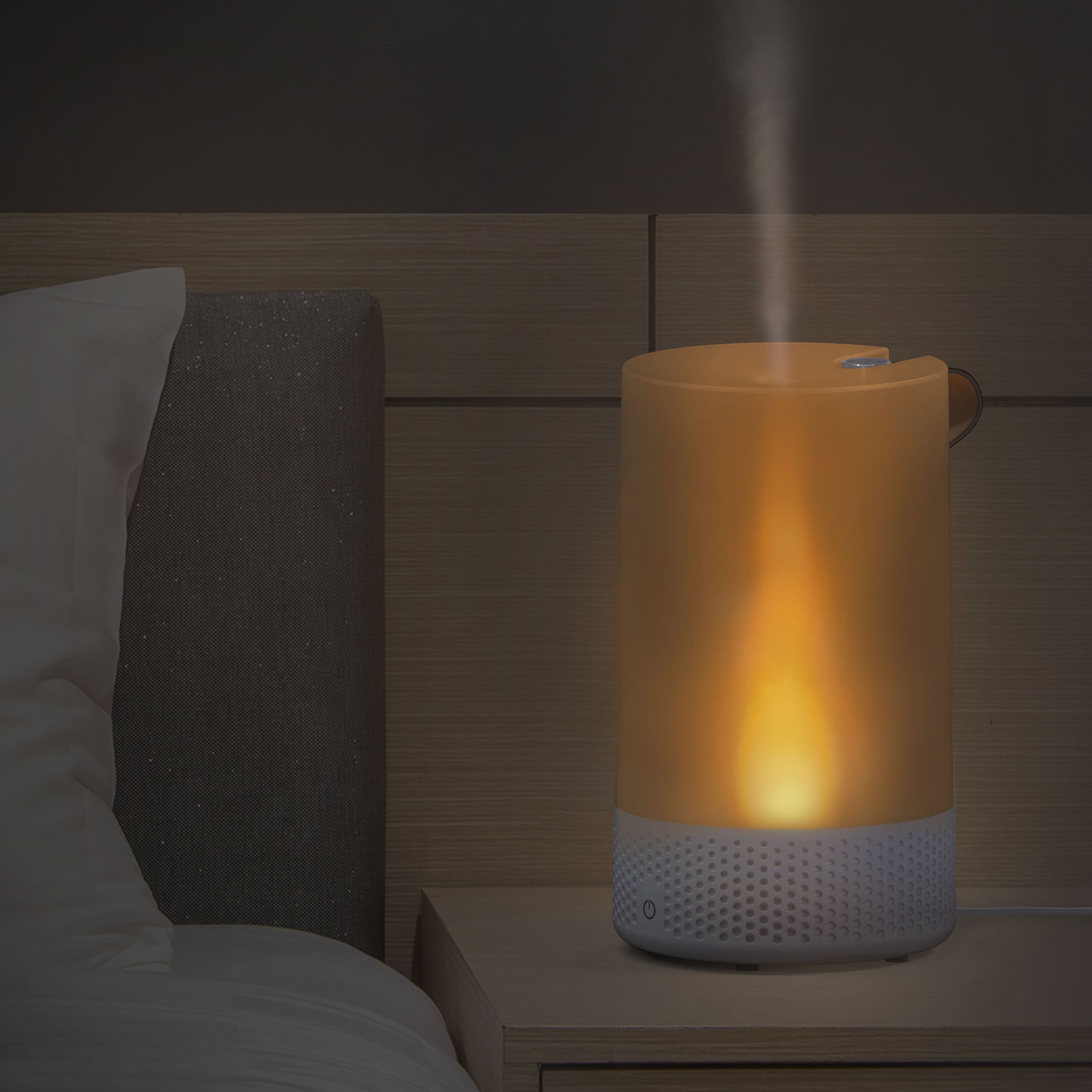 Sharper Image Votiv 7 Ultrasonic Humidifier with Flameless Candlelight (Translucent White, 0.55 gal) 26h6x